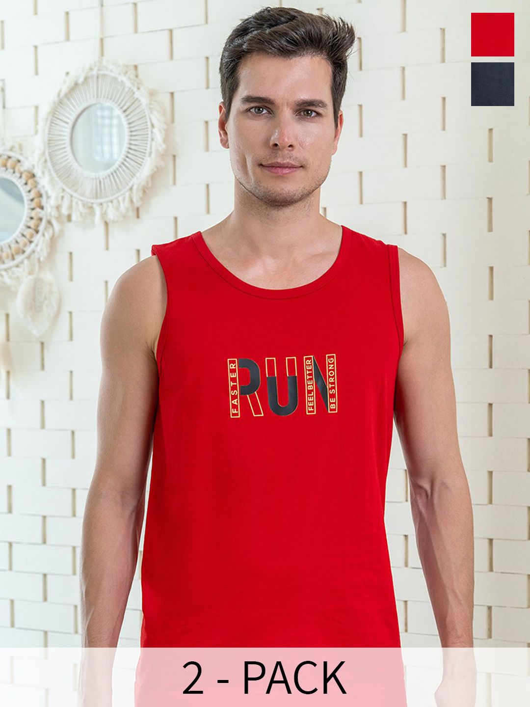 Lux Cozi Pack Of 2 Printed Combed Cotton Lounge T-Shirts