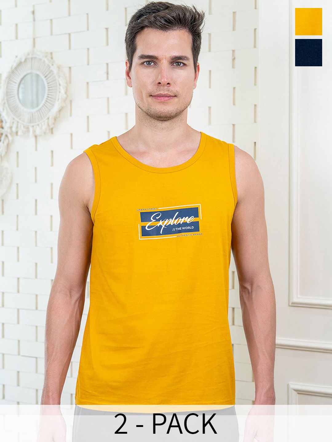 Lux Cozi Pack Of 2 Printed Combed Cotton Lounge T-Shirts