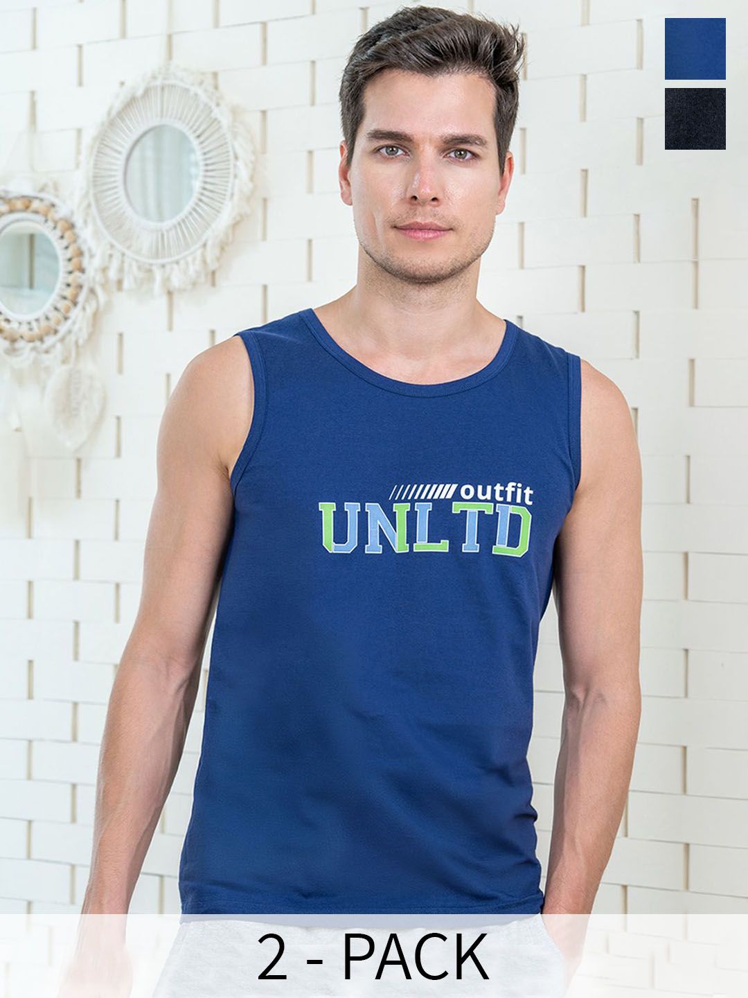 Lux Cozi Pack Of 2 Printed Combed Cotton Lounge T-Shirts