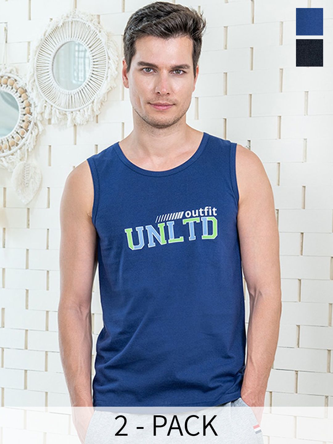 Lux Cozi Pack Of 2 Printed Combed Cotton Lounge T-Shirts