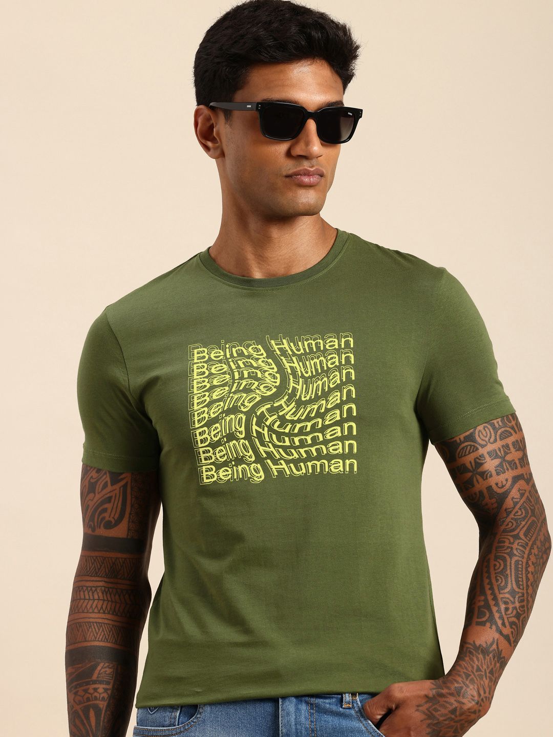 Being Human Brand Logo Printed Pure Cotton T-shirt