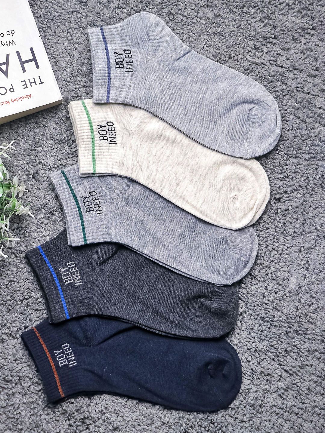 Brauch Pack Of 5 Assorted Cotton Ankle-Length Socks