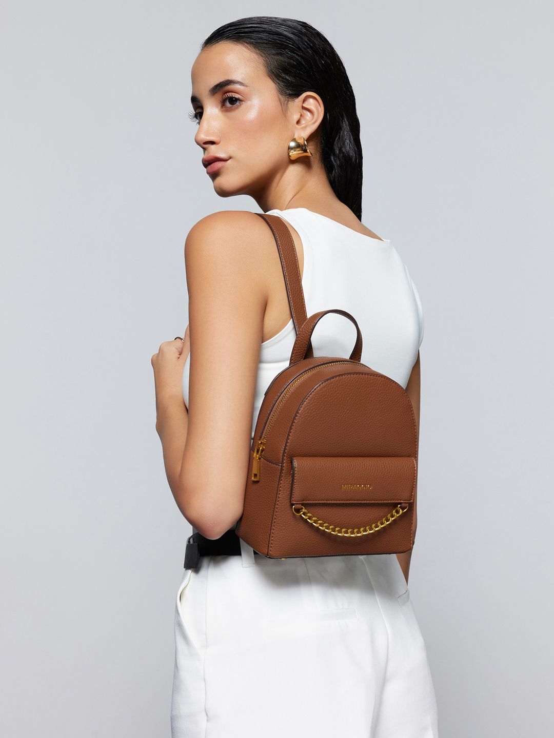 Mini Backpack MIRAGGIO Ivy Brown Structured Backpack
