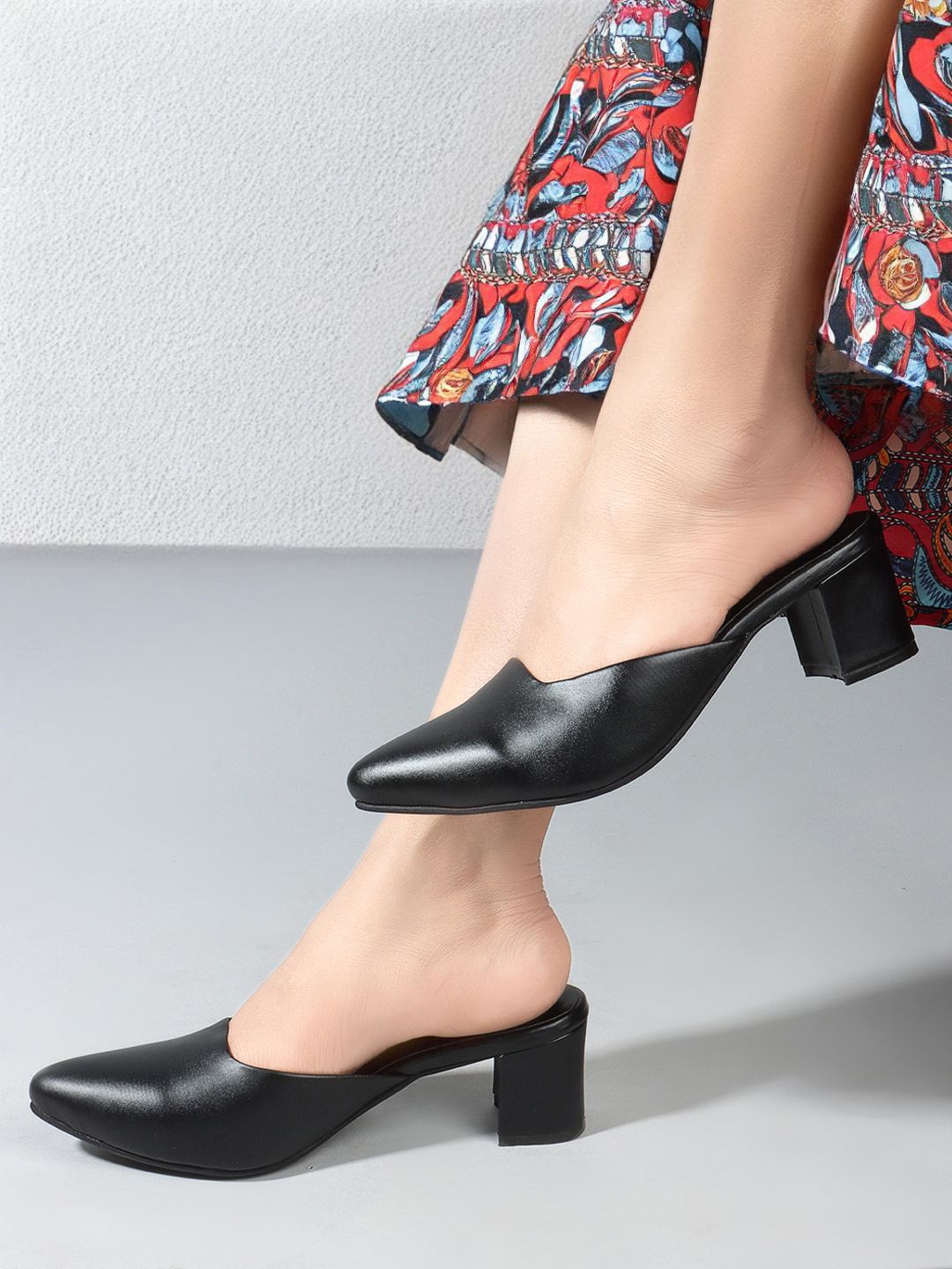 Mast & Harbour Pointed Toe Solid Block Mules