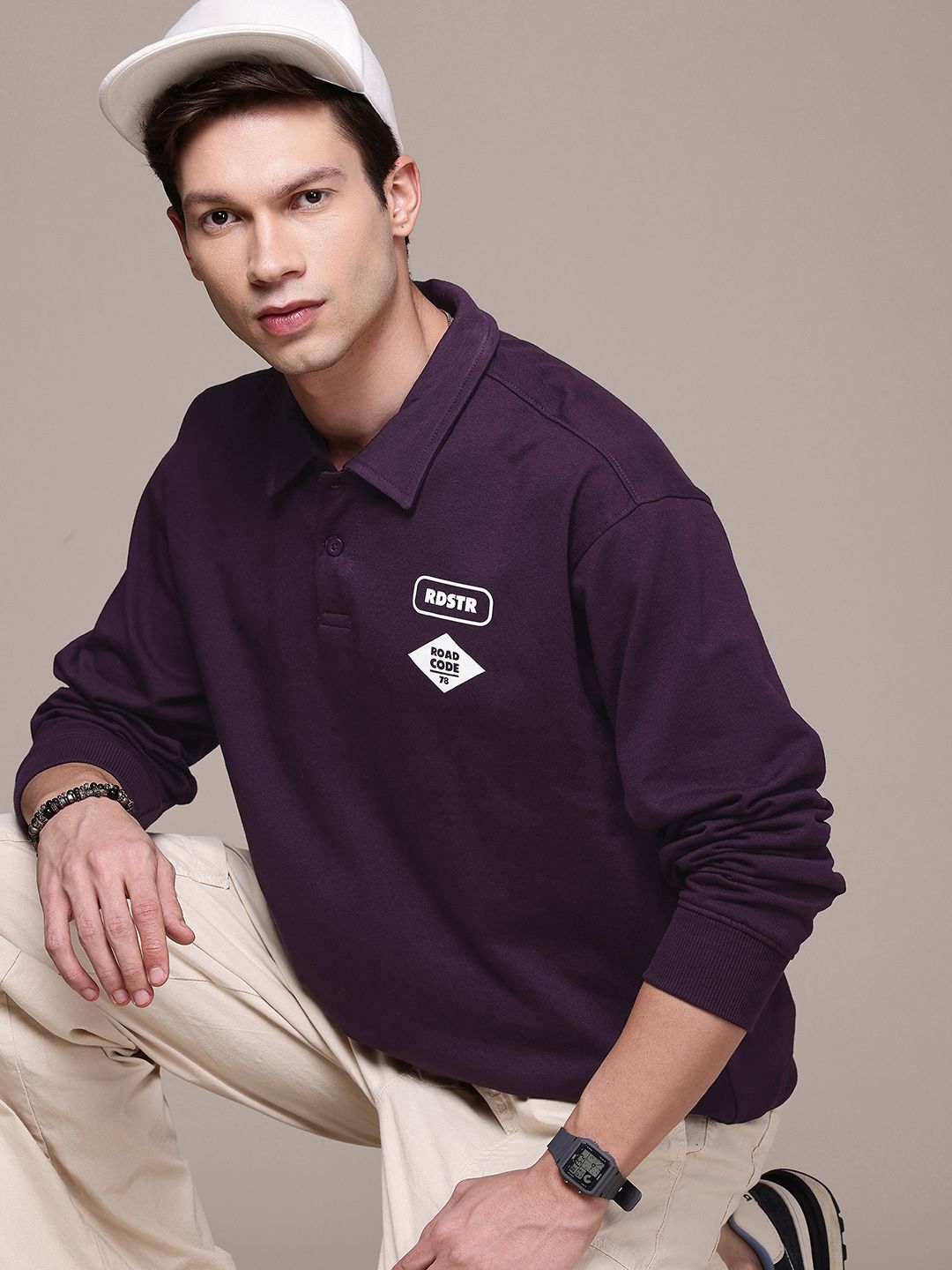 The Roadster Life Co. Shirt Collar Relaxed Fit Sweatshirt