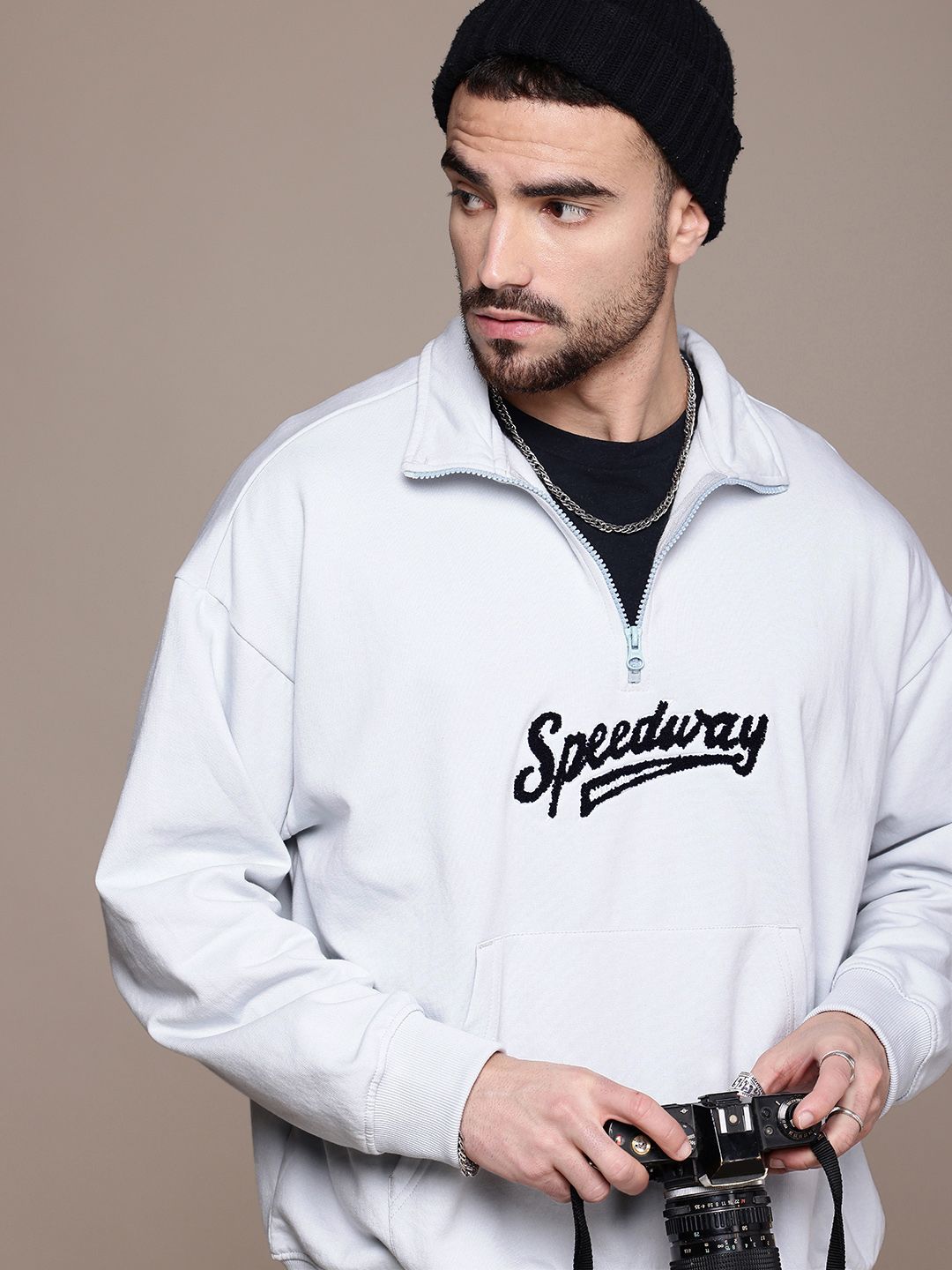 The Roadster Life Co. Drop Shoulder Typography Oversized Sweatshirt