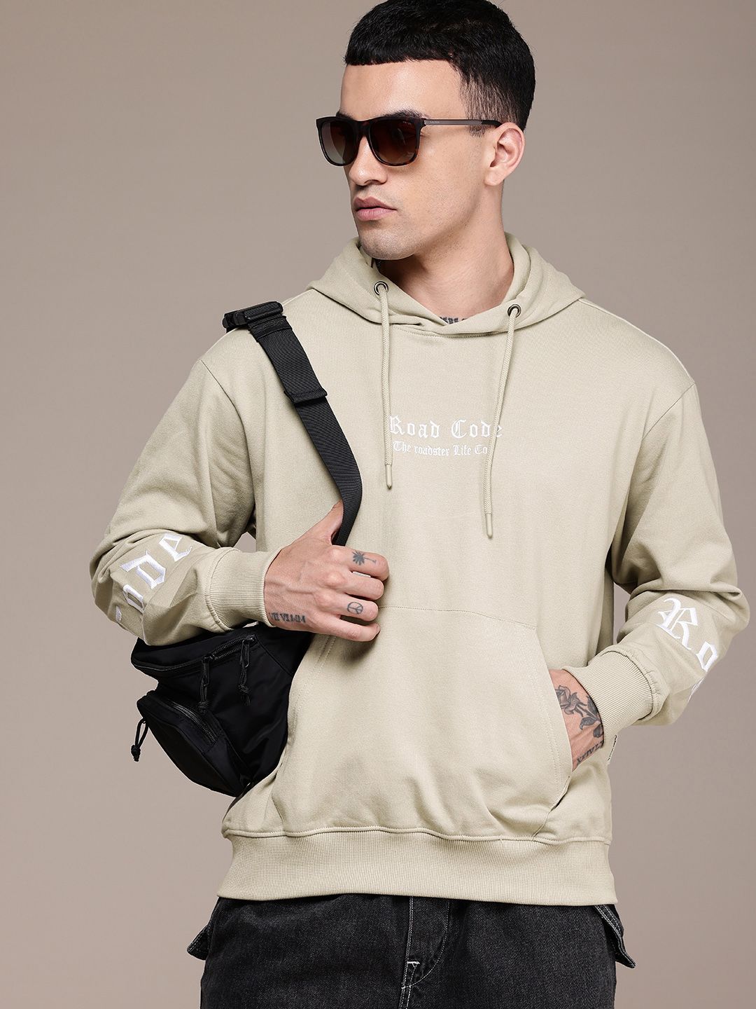 The Roadster Life Co. Embroidered Hooded Relaxed Fit Sweatshirt