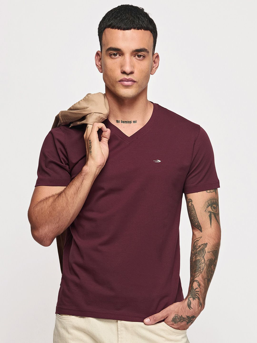 Red Flame V-Neck Short Sleeves Cotton T-shirt