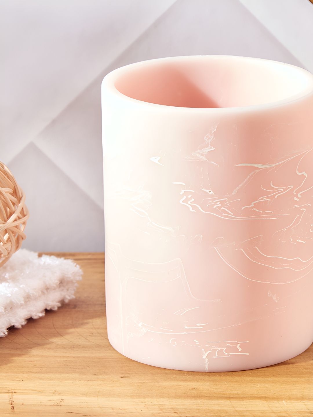 Home Centre Peach-Coloured & Off White Abstract Polyresin Toothbrush Holder