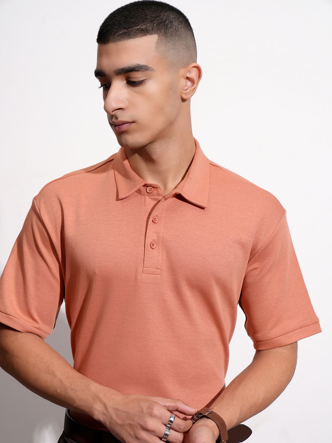 Highlander Men Textured Polo Collar T-shirt