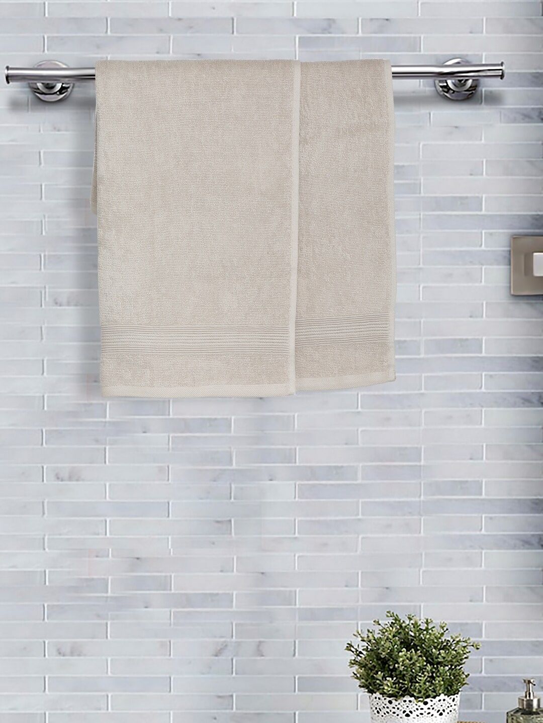 Fabindia Beige 2 Pieces Cotton 500 GSM  Face Towel