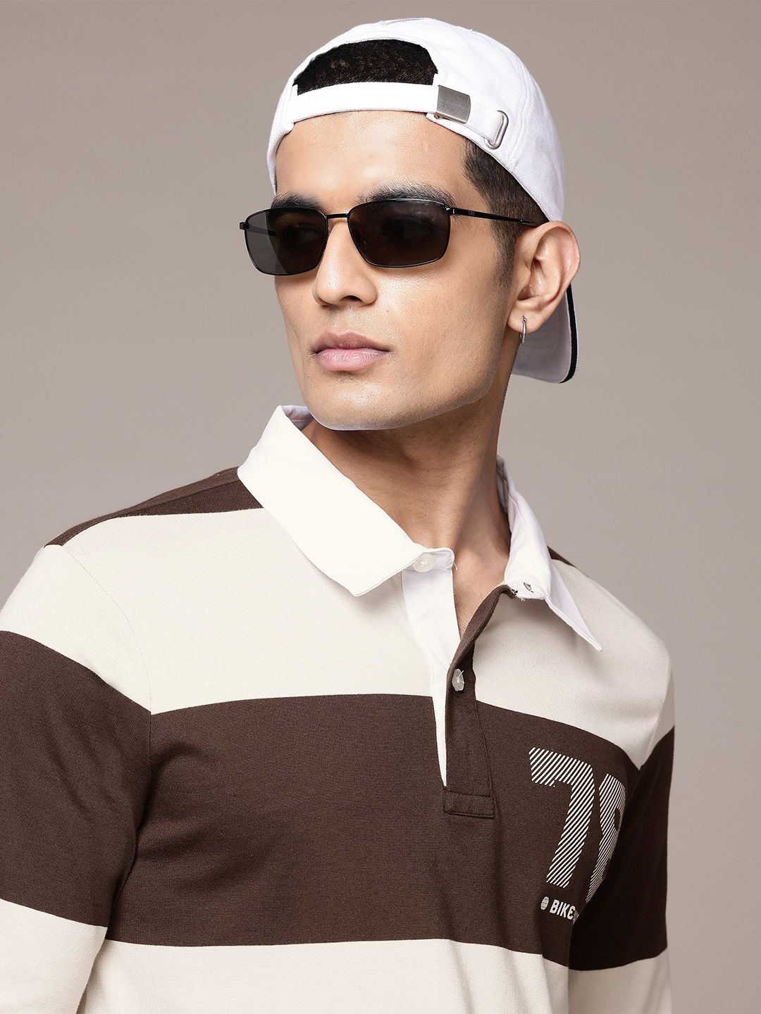 The Roadster Lifestyle Co. Striped Polo Collar T-shirt