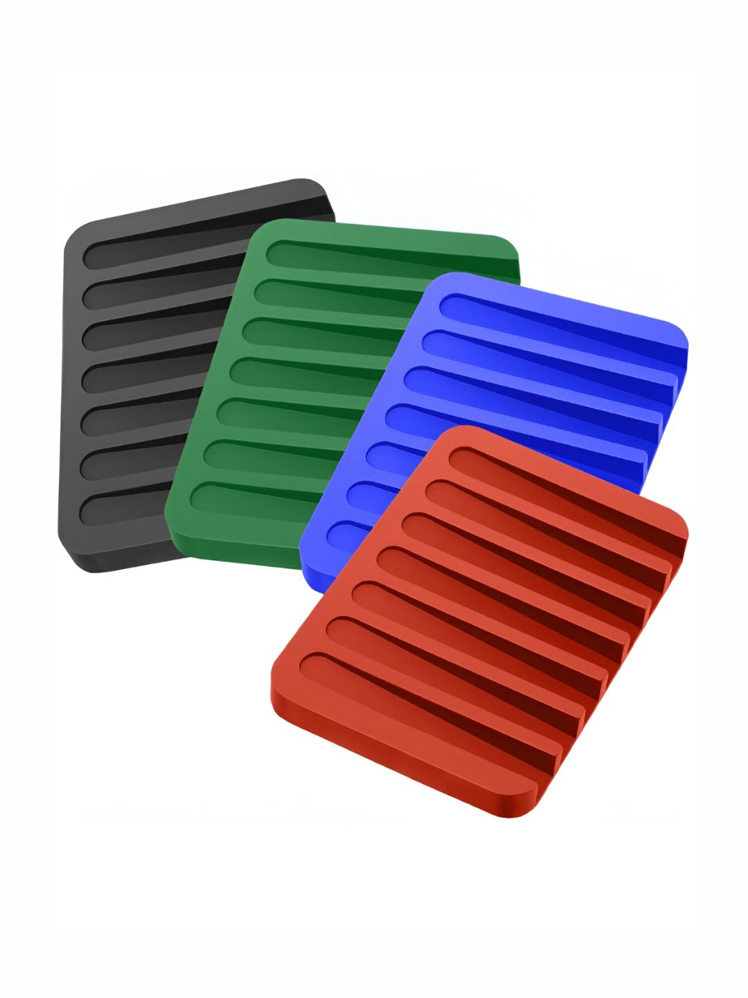 P-Plus International Blue & Green 4 pieces Solid Plastic Soap Dish