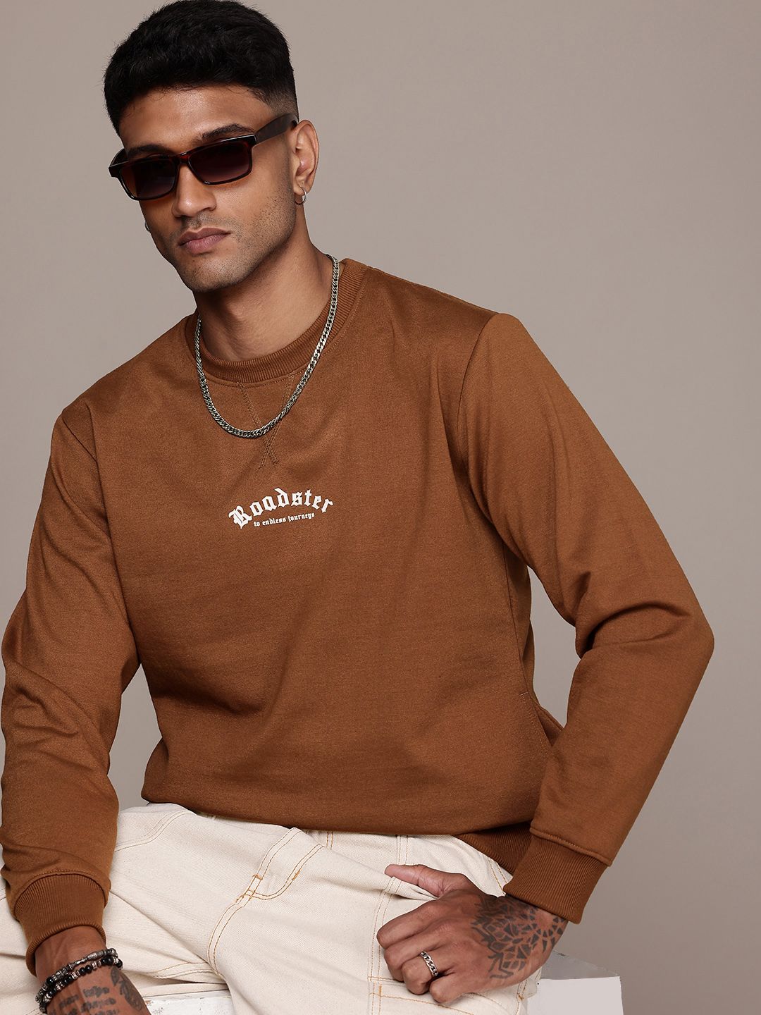 The Roadster Life Co. Minimal Brand Logo Printed Sweatshirt