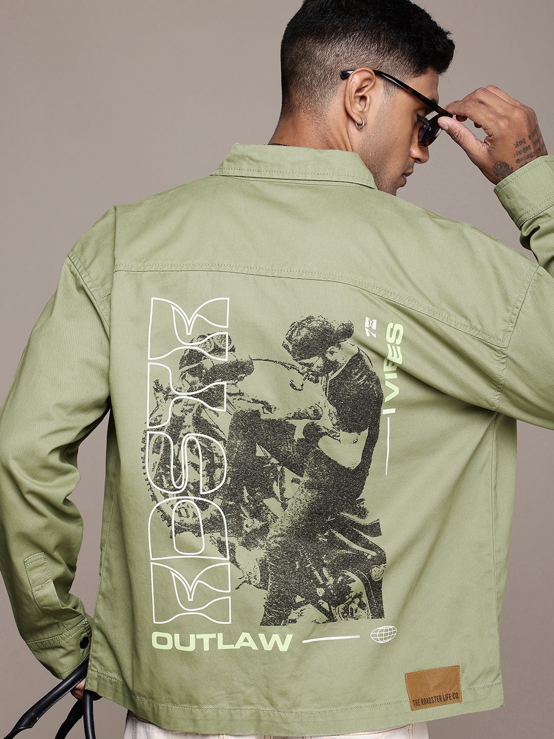 The Roadster Life Co. Relaxed Fit Graphic Printed Pure Cotton Tailored Jacket