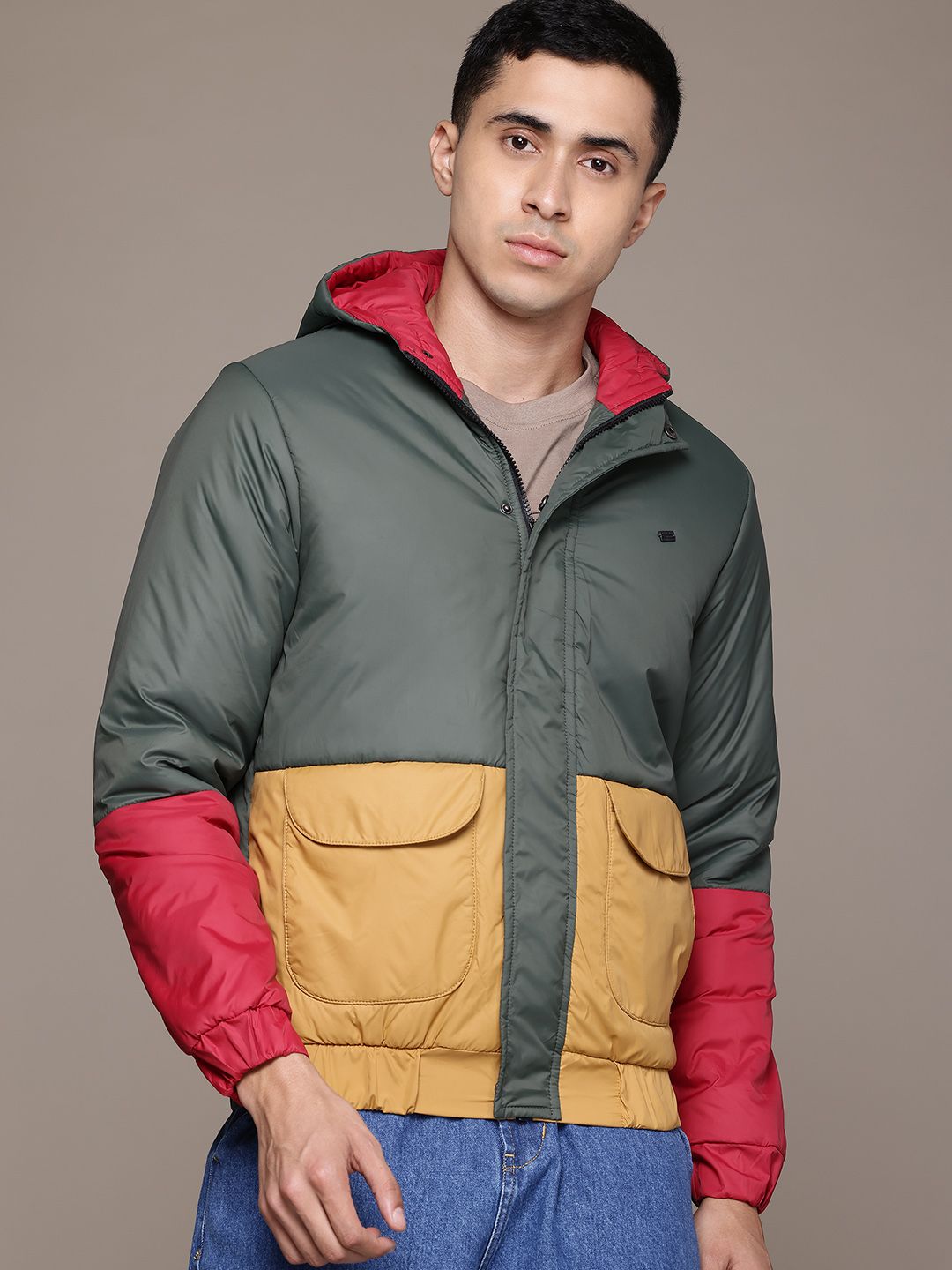 The Roadster Lifestyle Co. Men Colourblocked Padded Jacket