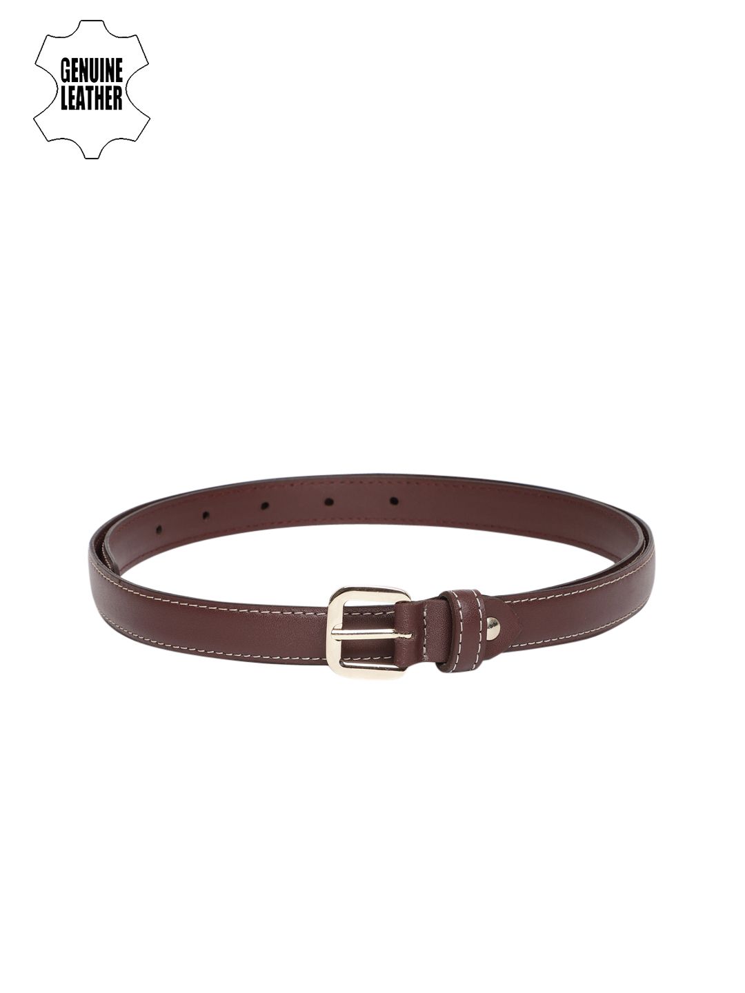 Mast & Harbour Women Burgundy Genuine Leather Solid Belt Price in India