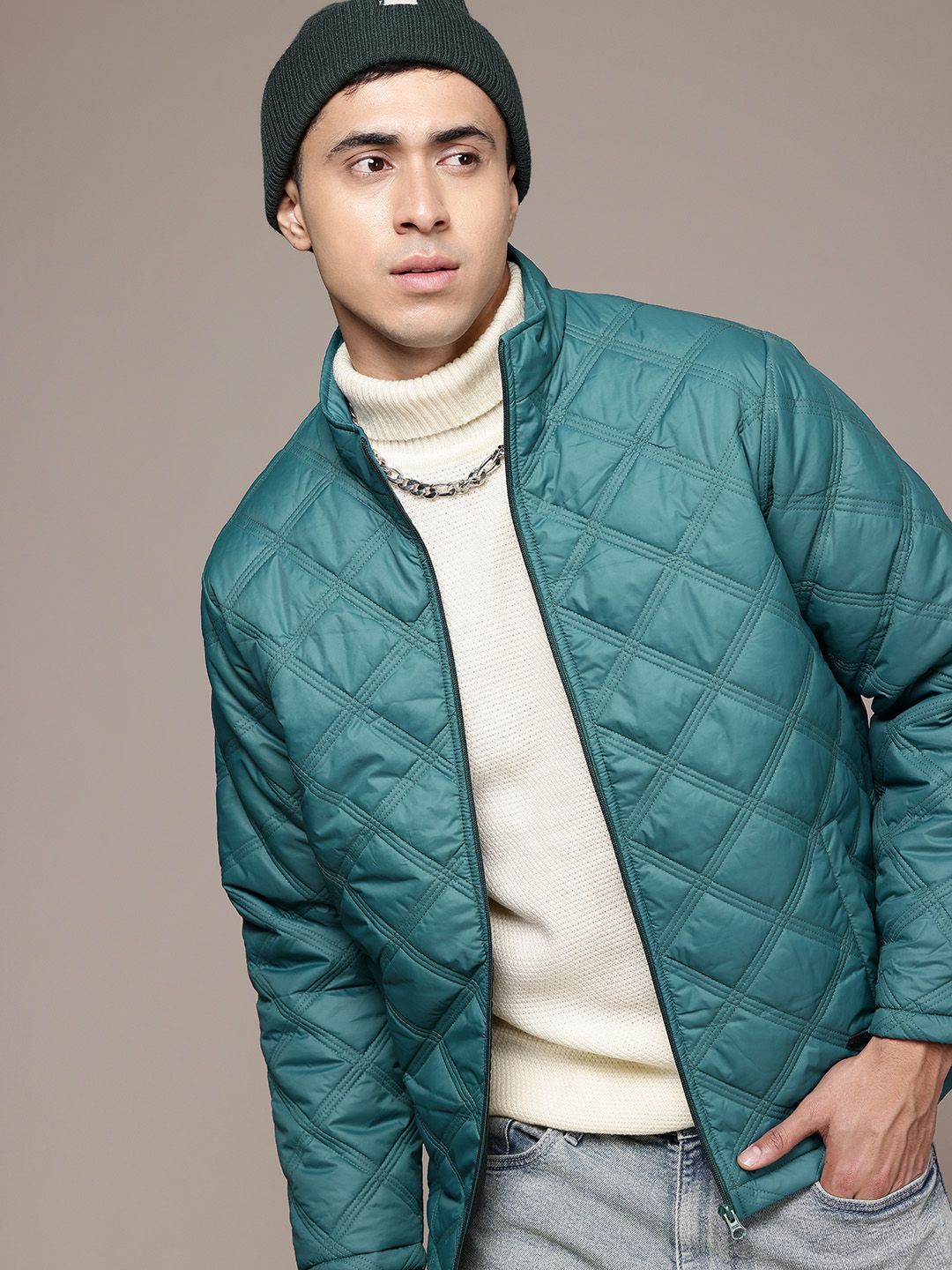 The Roadster Lifestyle Co. Mock Collar Quilted Jacket