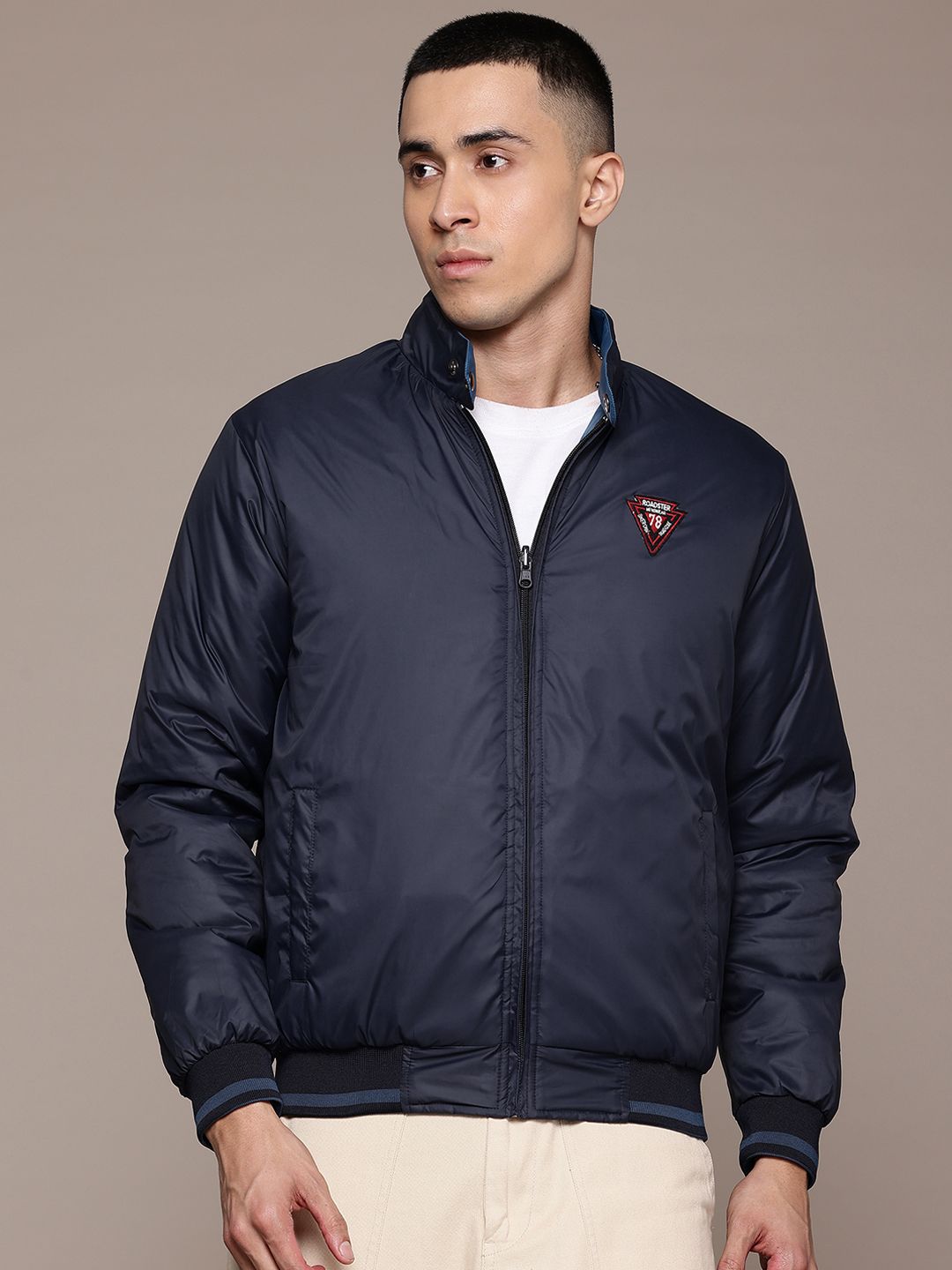 The Roadster Lifestyle Co. Patchwork Detail Reversible Bomber Jacket
