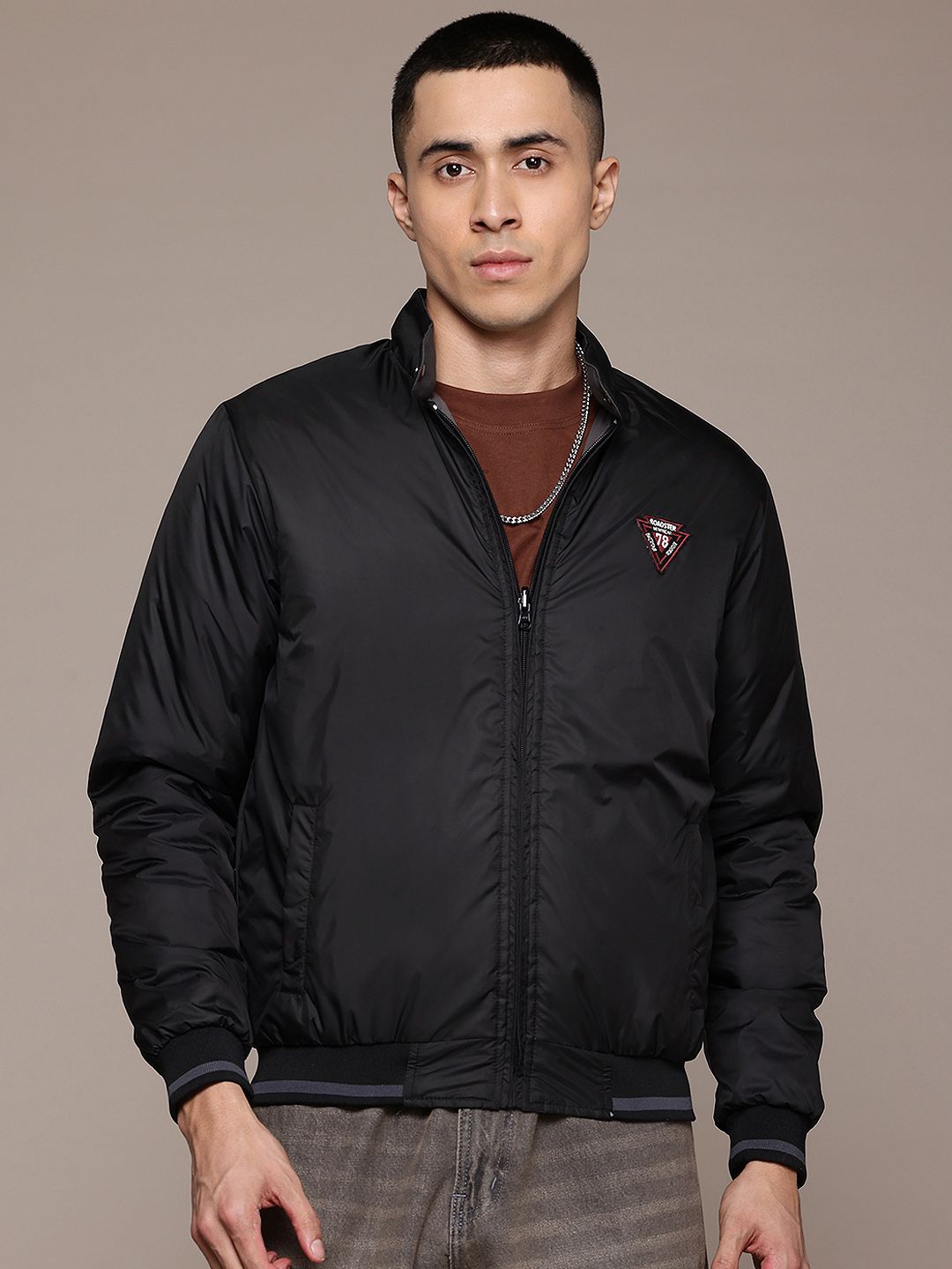 The Roadster Lifestyle Co. Patchwork Detail Reversible Bomber Jacket