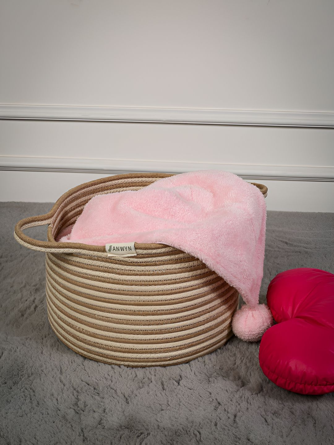 ANWYN Brown Self Design Heat Resistant Cotton Jute Laundry Bag