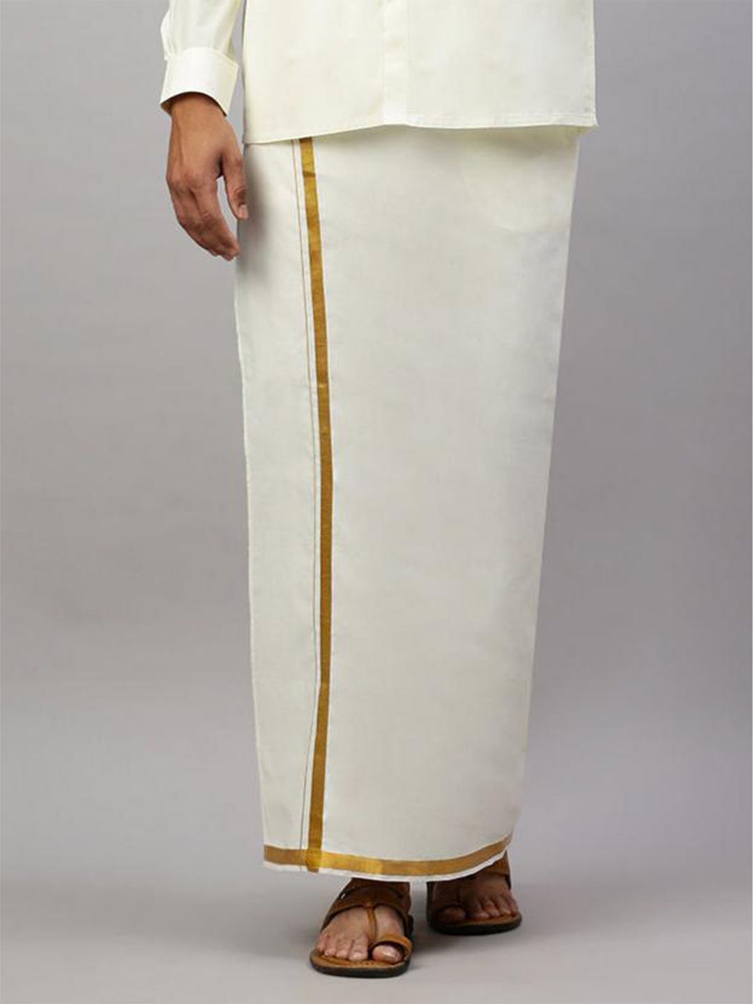 Ramraj Men Pure Cotton Dhoti With Zari Border