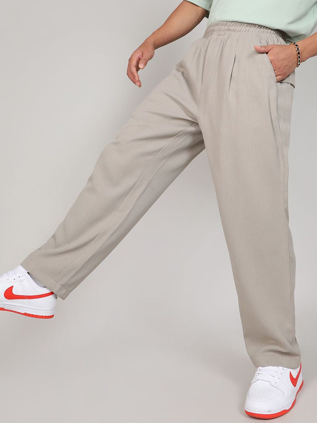 CAHOOT Men Comfort Mid-Rise Easy Wash Formal Trousers