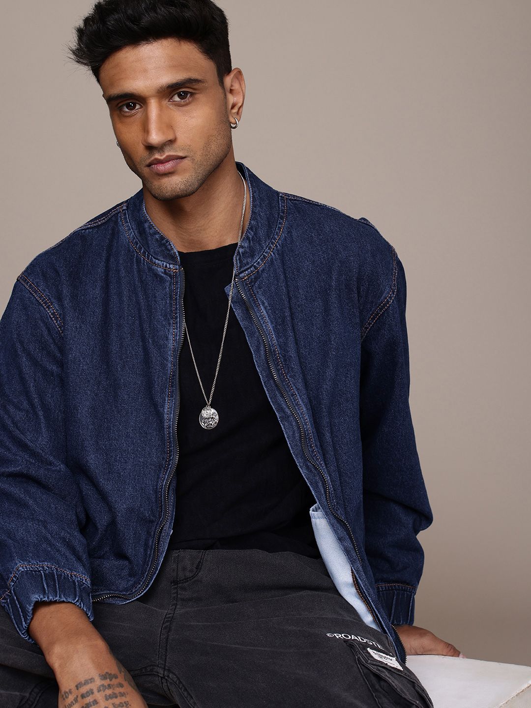 The Roadster Life Co. Pure Cotton Bomber Denim Jacket