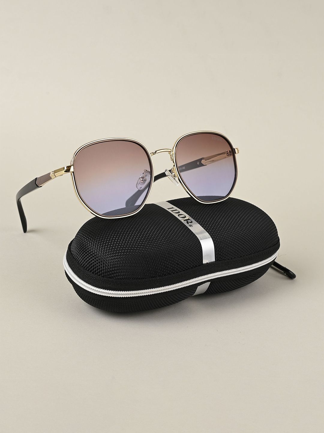 IDOR Unisex Round Sunglasses With UV Protected Lens IDOR-862-GRDBLU
