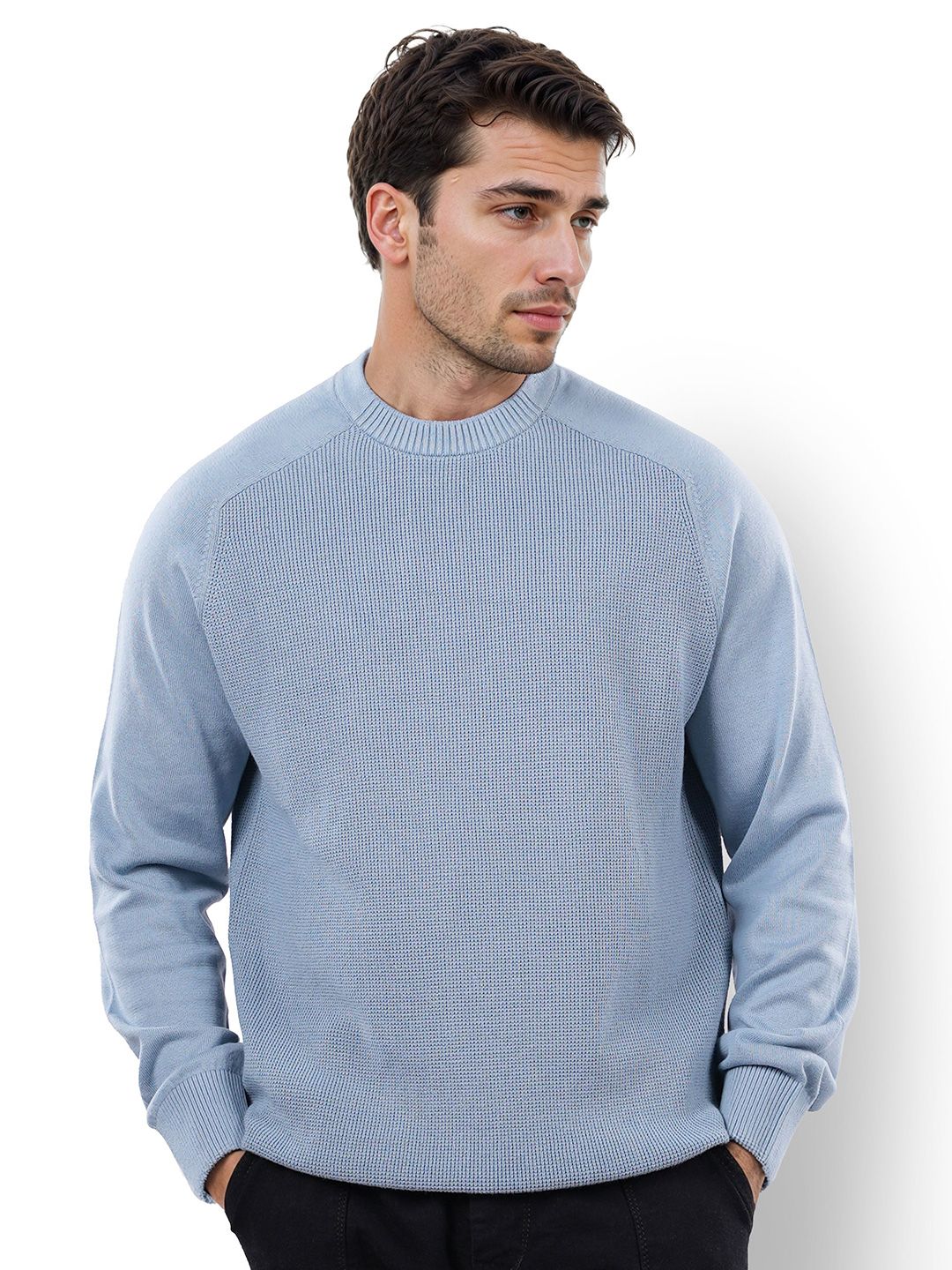 Celio Round Neck Long Sleeves Knitted Cotton Pullover Sweater