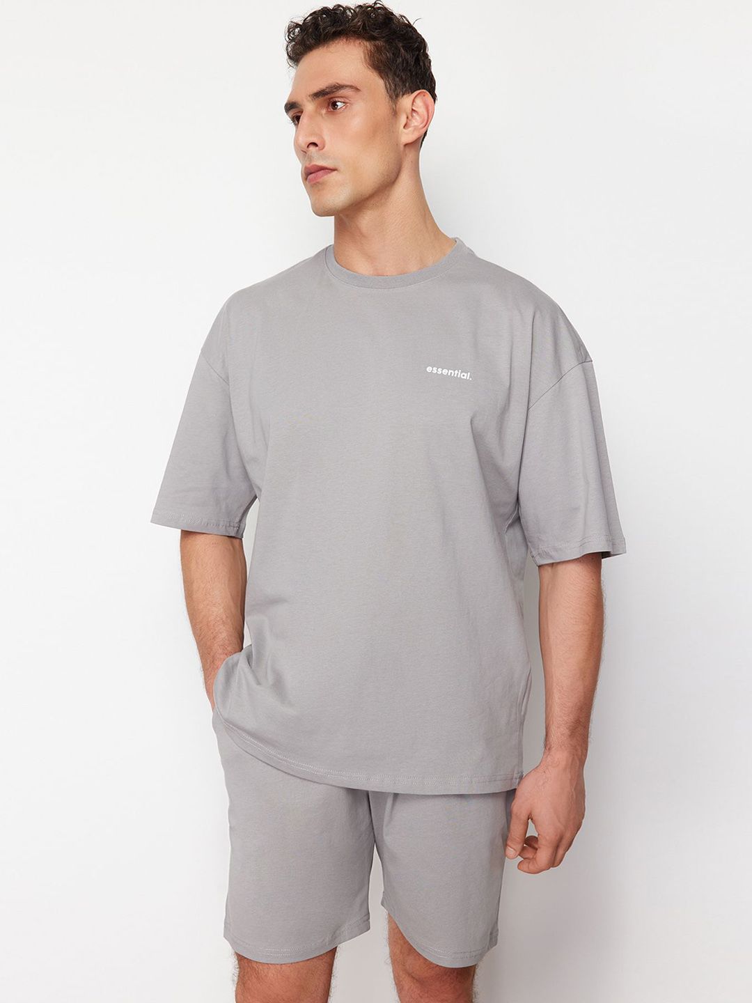 Trendyol Round Neck Pure Cotton Night suit