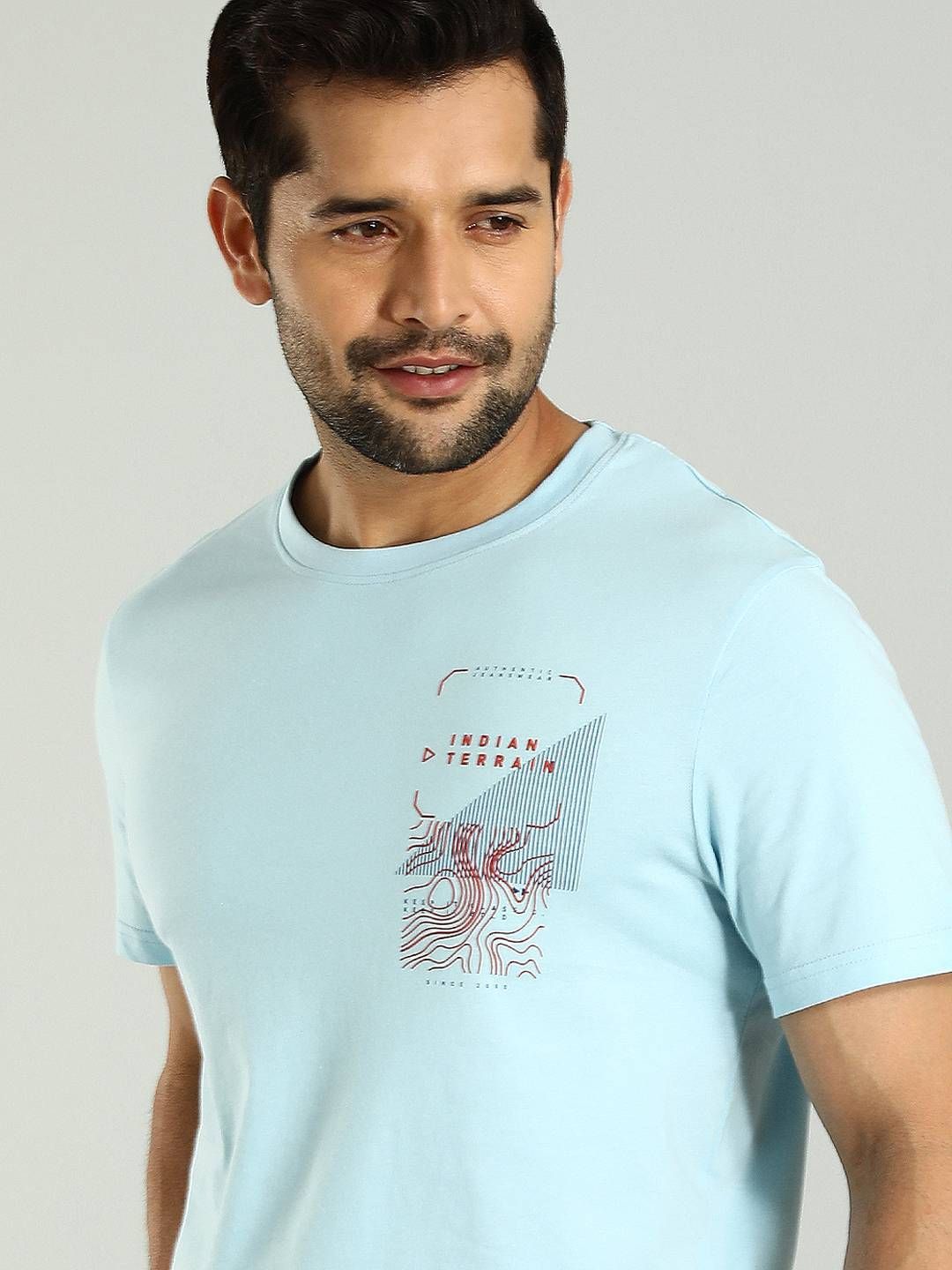 Indian Terrain Men Graphic Printed Round Neck Cotton T-shirt