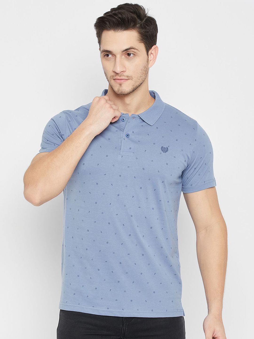 Duke Geometric Printed Polo Collar Cotton Slim Fit T-shirt