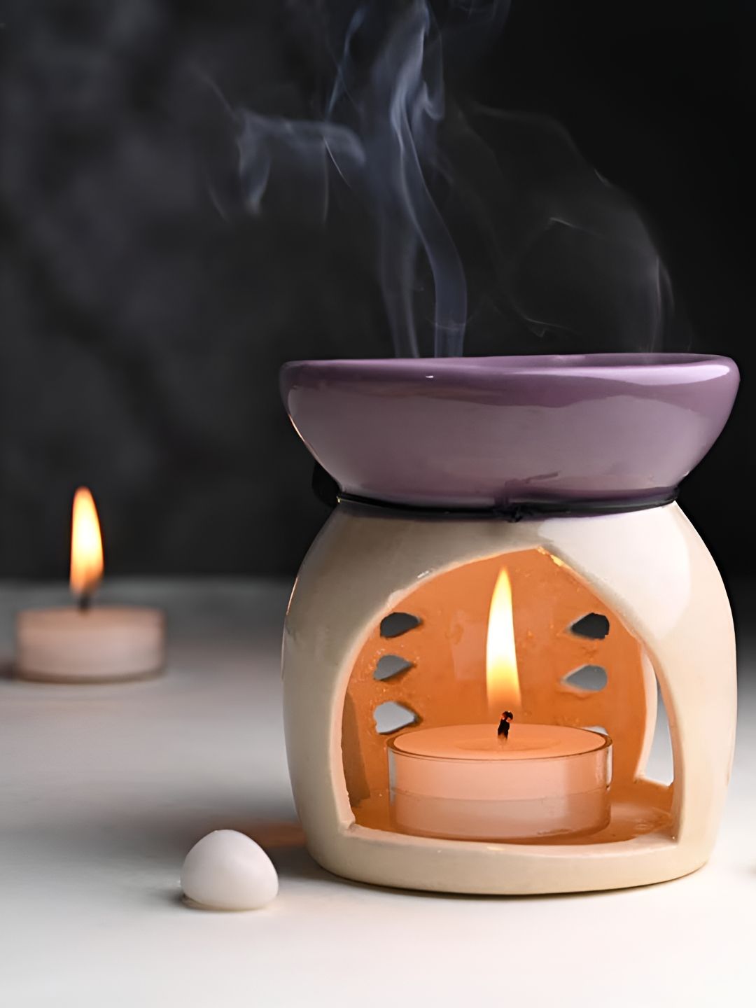 Floweraura Scented 1 Wick French Lavender Solid Geometric Regular Tea Light Candles