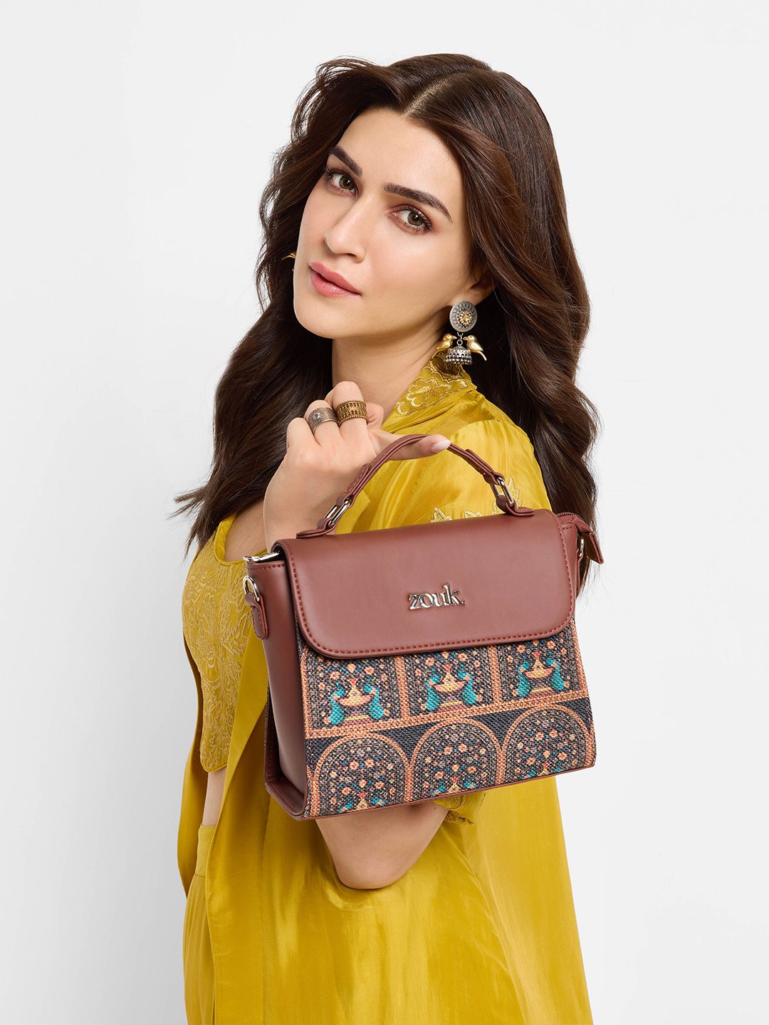 Buy ZOUK Royal Indian Peacock Motif Printed Structured Handheld