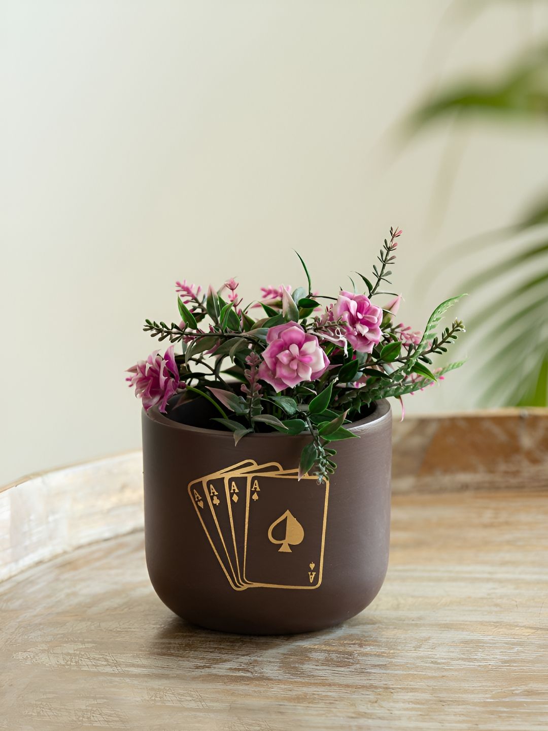 ExclusiveLane Playing Card Brown Printed Planters