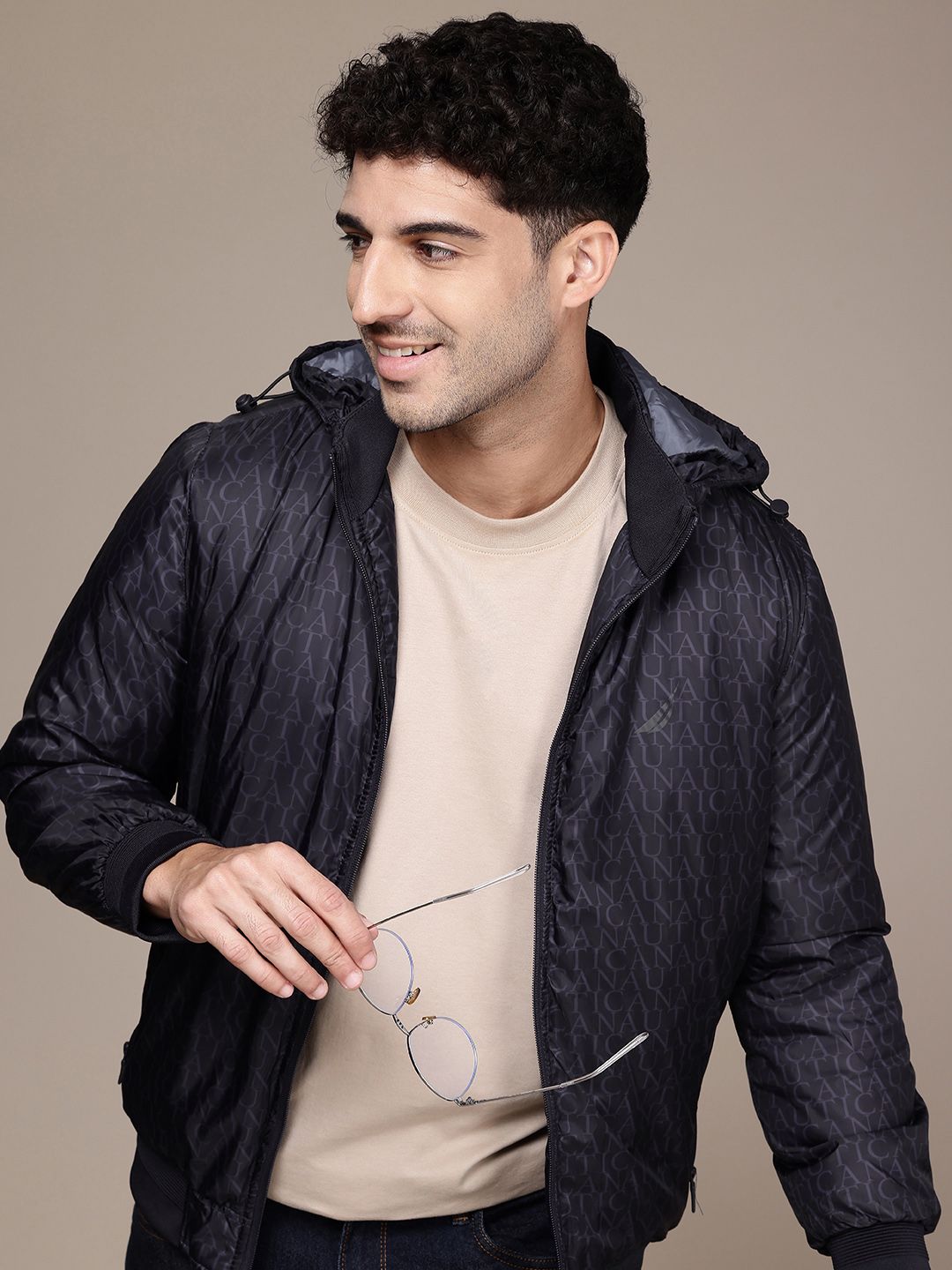 Nautica Brand Logo Printed Hooded Padded Jacket