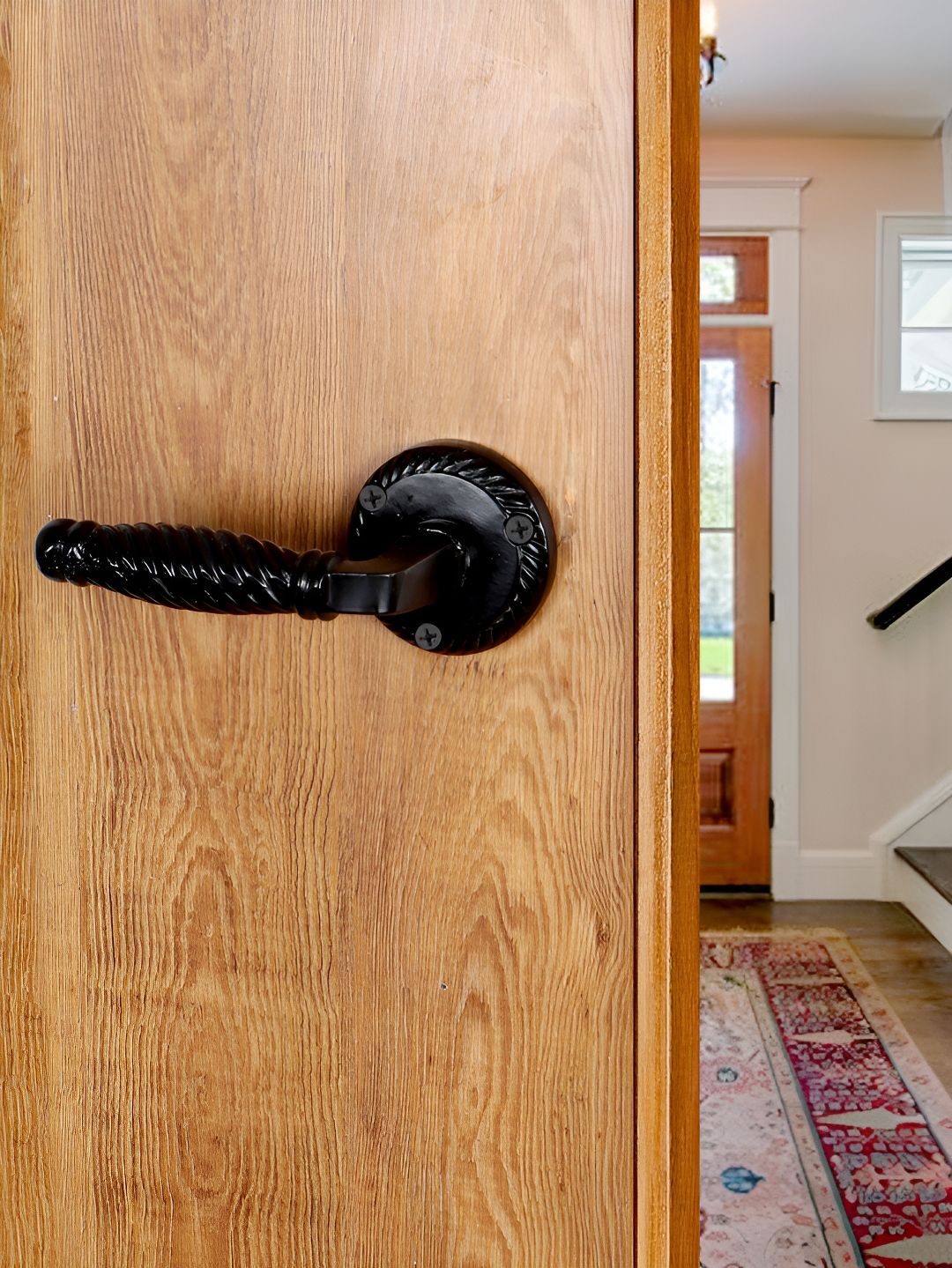 Two Moustaches 2-Pcs Black Moulded Grip Door Lever Handle