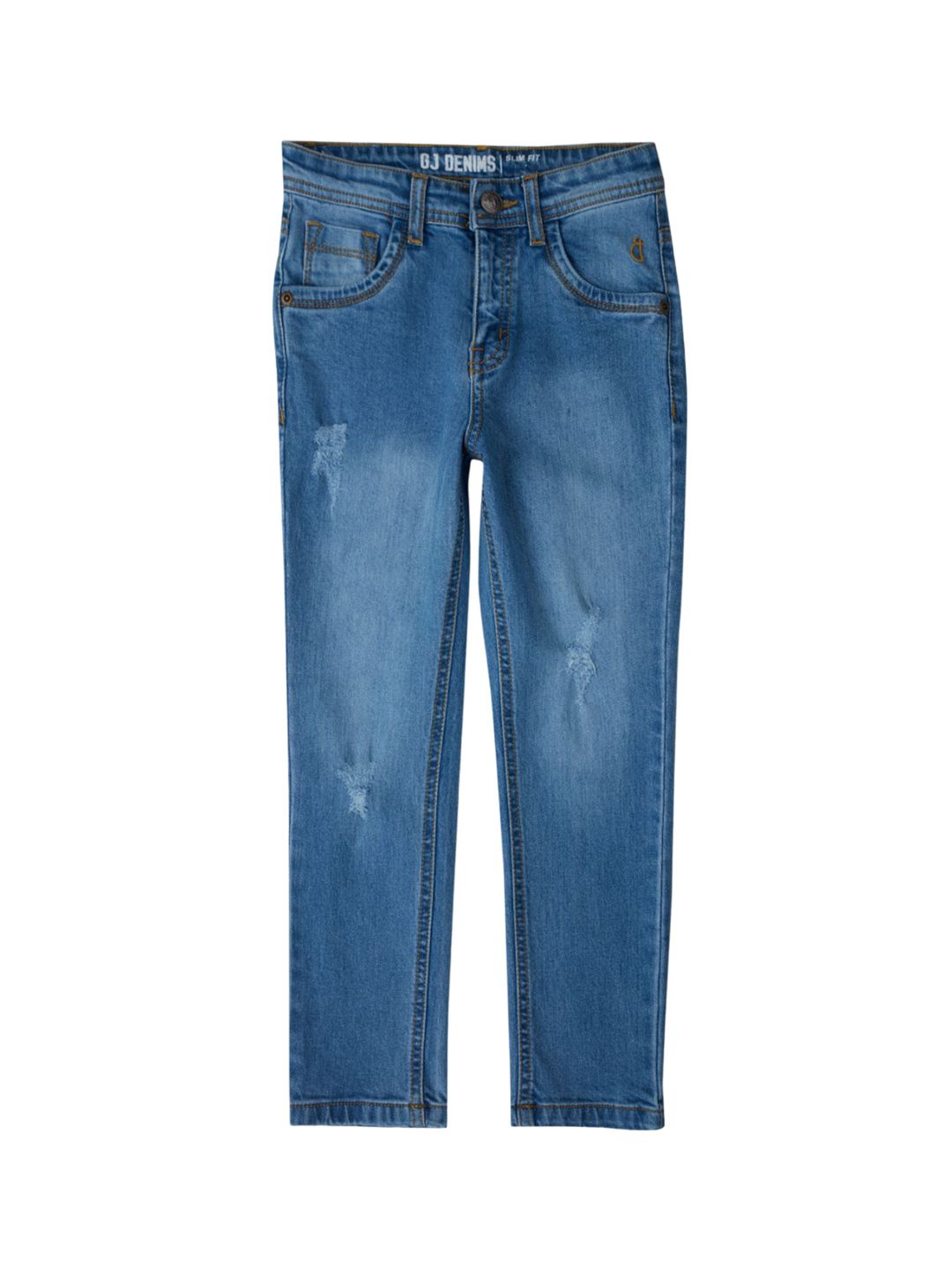 Gini and Jony Boys Slim Fit Mid-Rise Mildly Distressed Light Fade Ripped Jeans