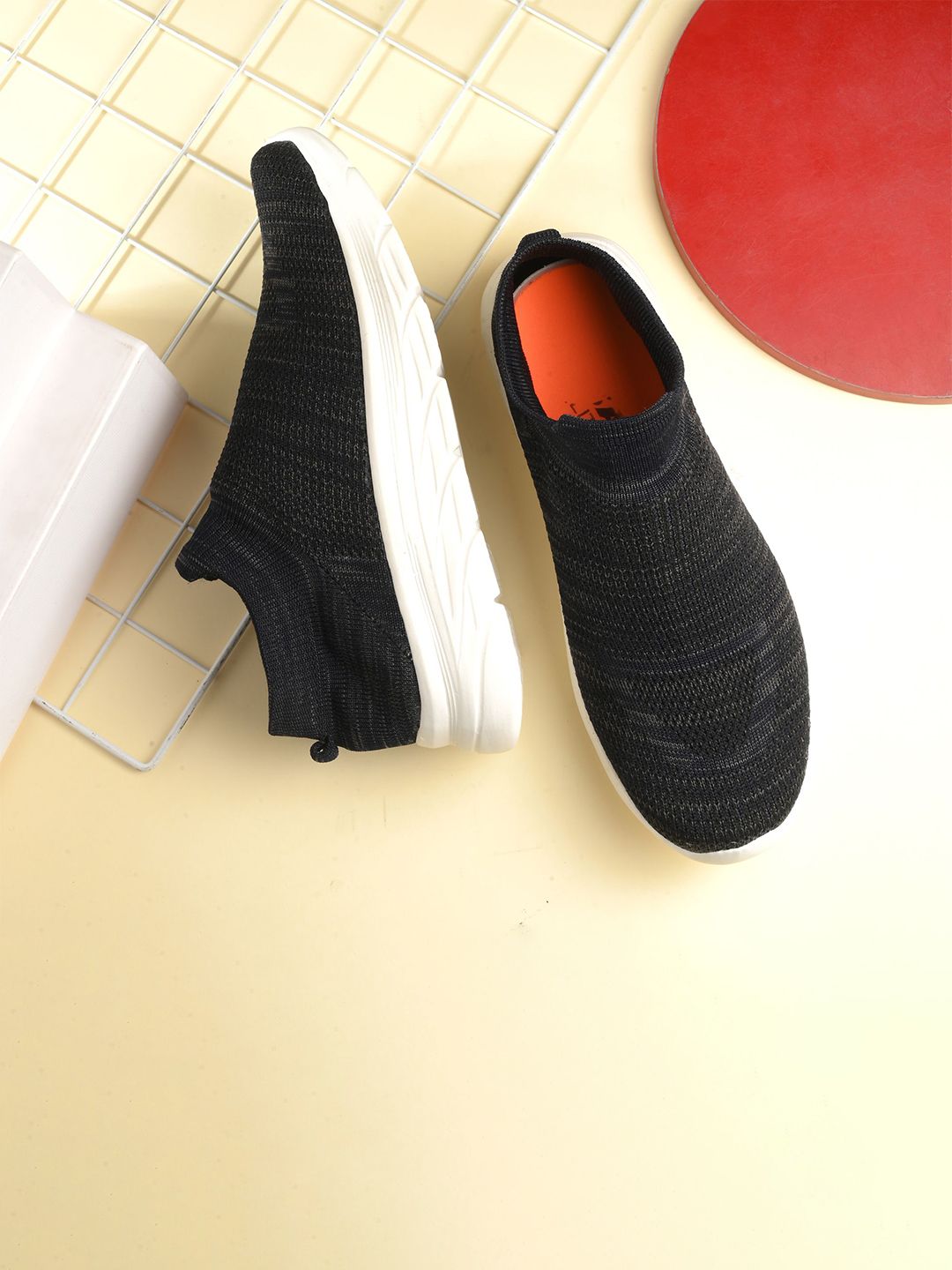 KRAASA Trail Navy Blue Mesh Slip-On Walking Shoes
