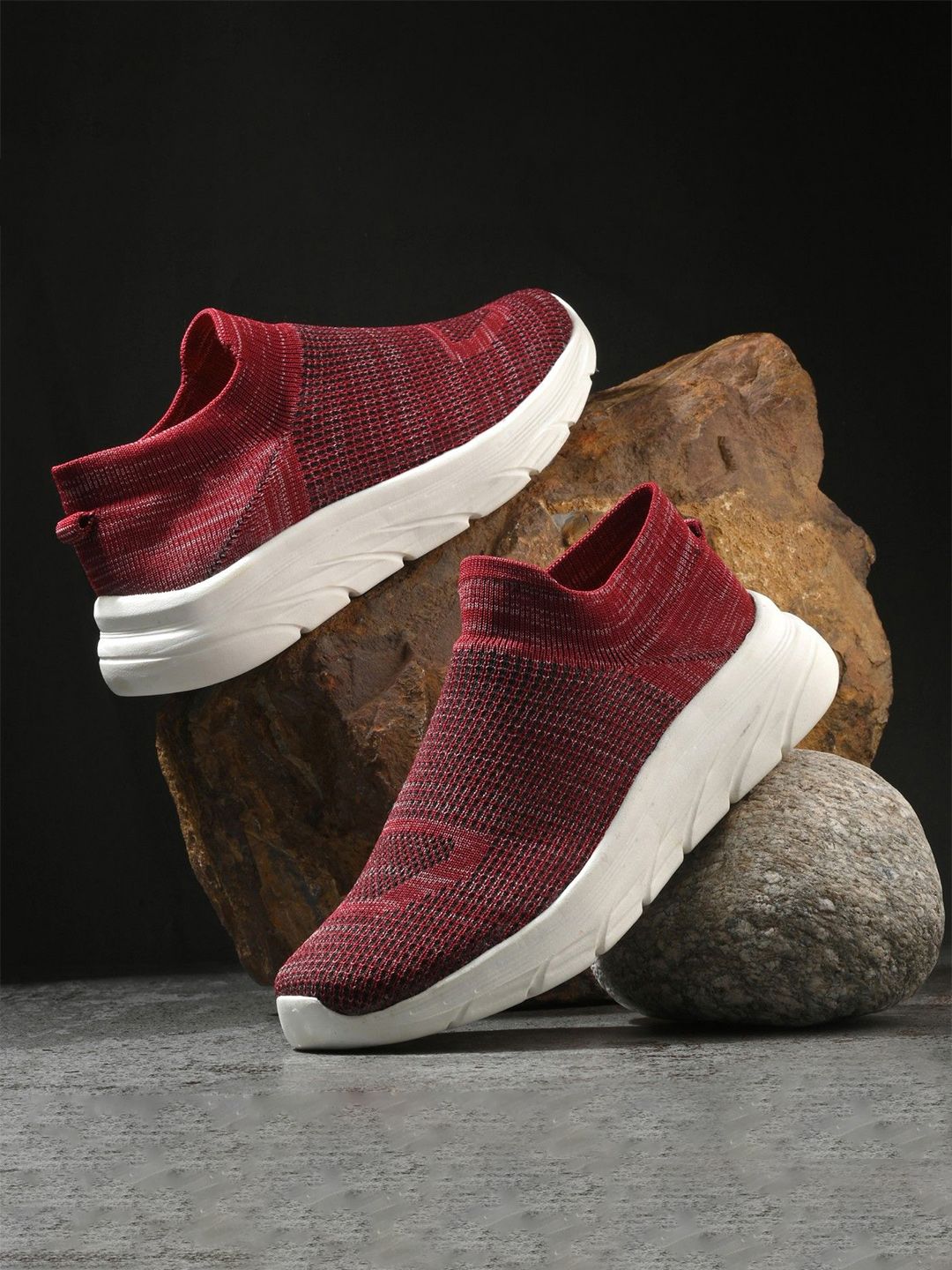 KRAASA Trail Brown Mesh Slip-On Walking Shoes