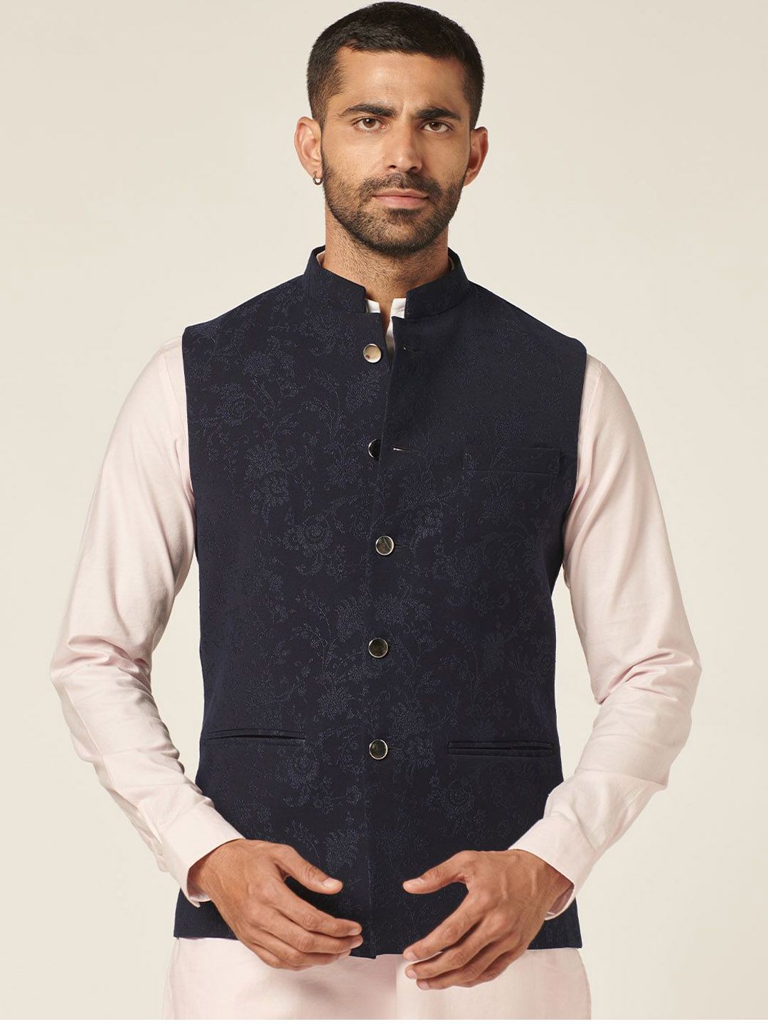 MR BUTTON Printed Woven Nehru Jackets