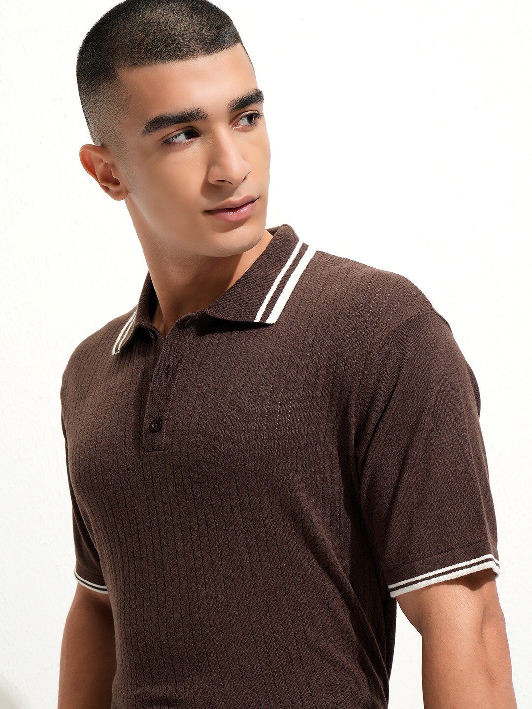 HIGHLANDER Men Relaxed Fit Half Sleeve Half Placket Polo Collar T-shirt