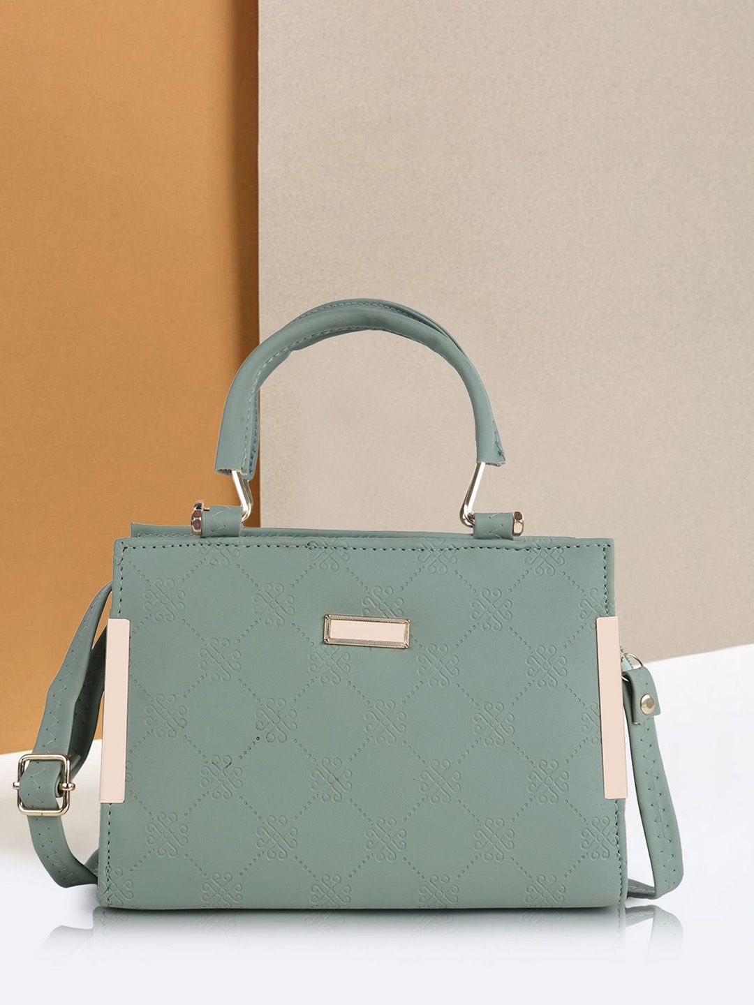 PARSLEY Colourblocked PU Bowling Handheld Bag with Quilted