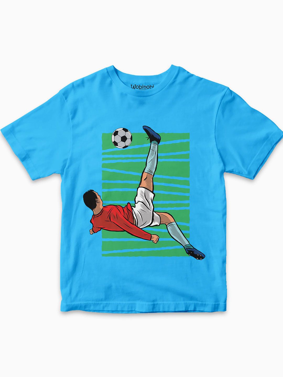 Wobinobi Wobinobi Boys Football Bicycle Kick Printed Pure Cotton Bio Finish Casual T-shirt