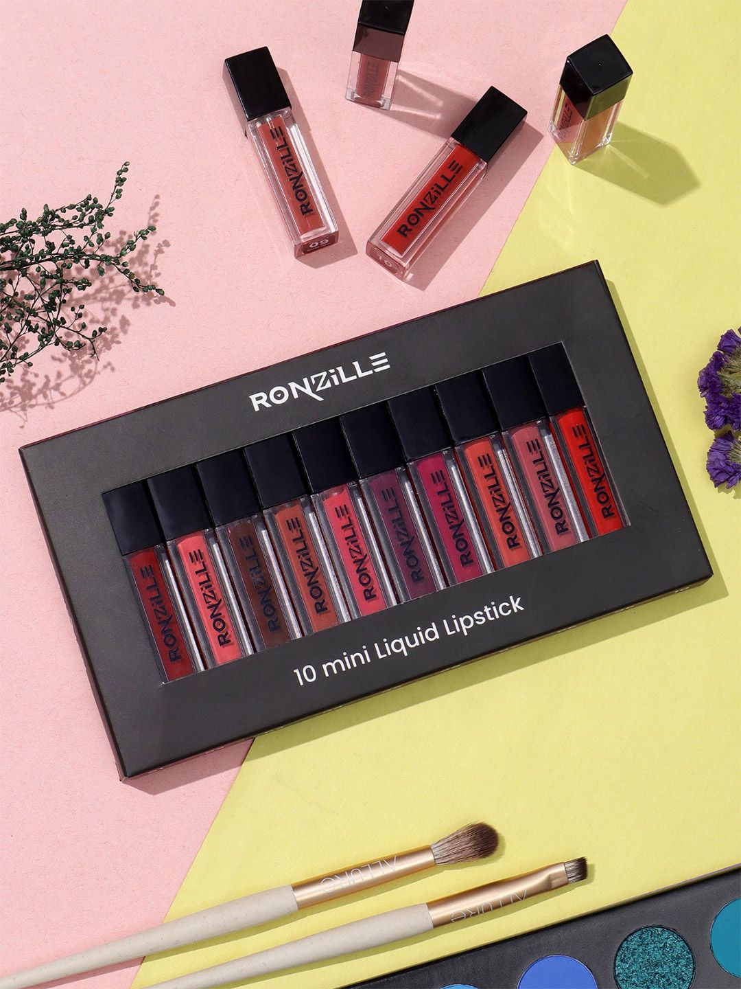 Ronzille Set Of 10 Smudge-Proof Liquid Mini Lipstick Set - 1.5 ml Each