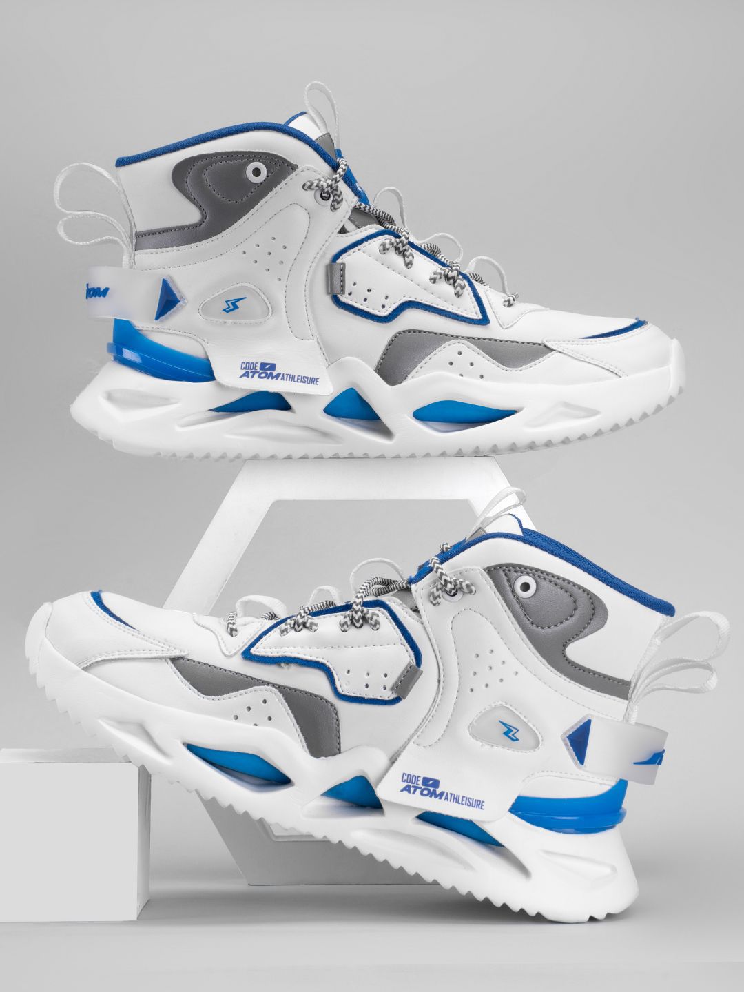 Buy Atom Men Colourblocked High-Top Lace-Up Sneakers - Casual