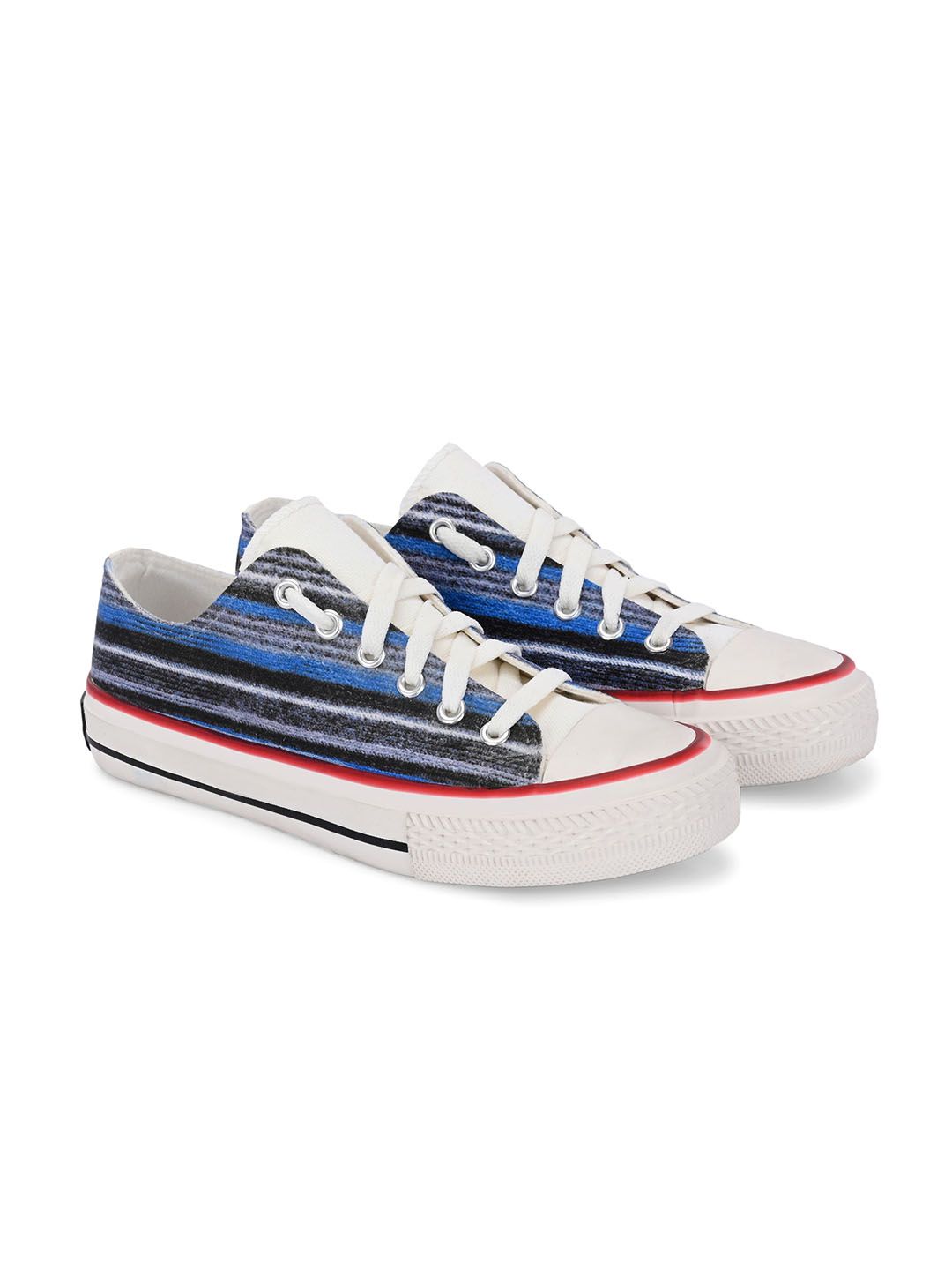 CROWCIA LONDON Men Striped Canvas Sneakers