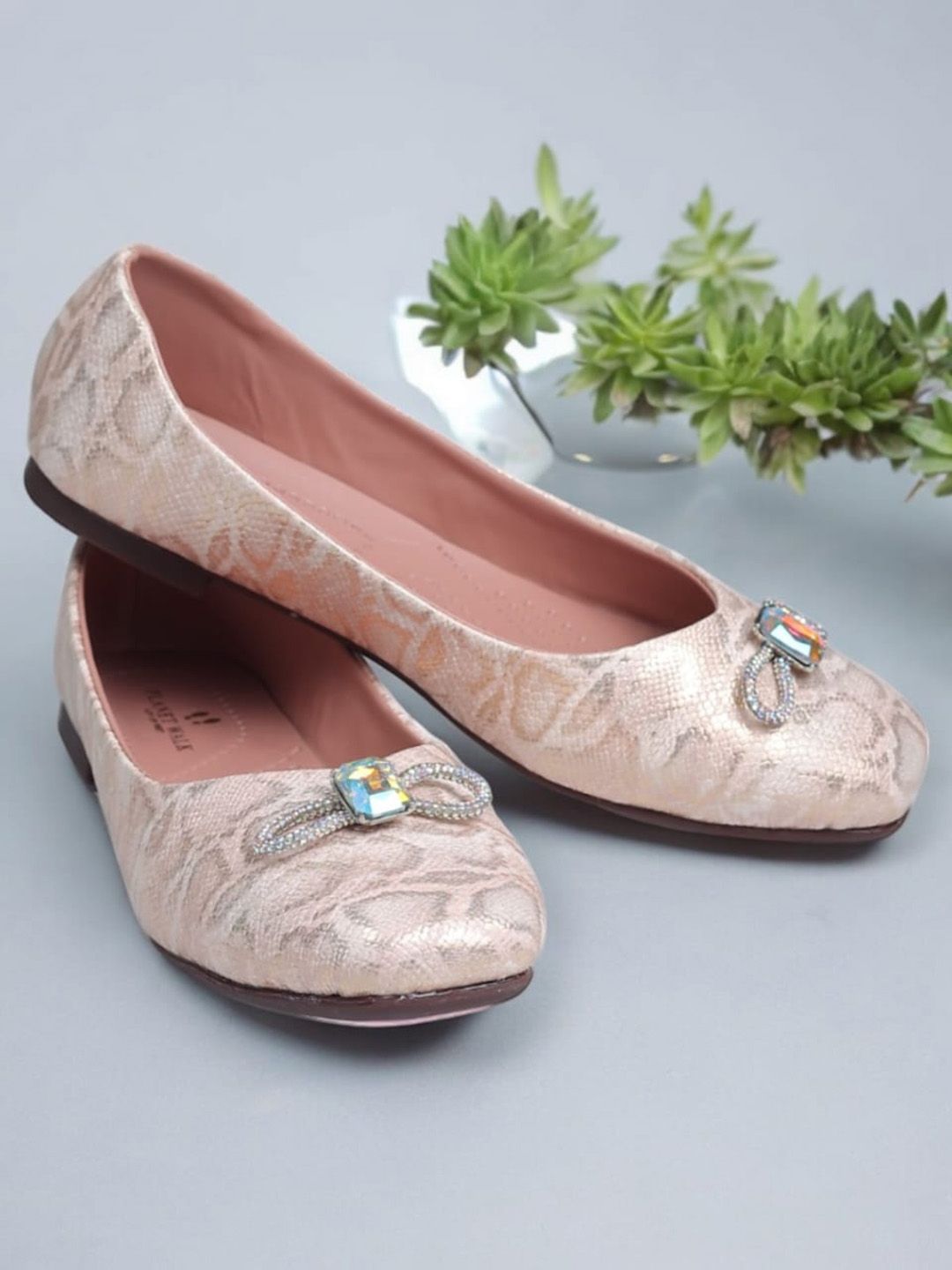 PLANET WALK Women Embellished Party Ballerinas with Bows Flats