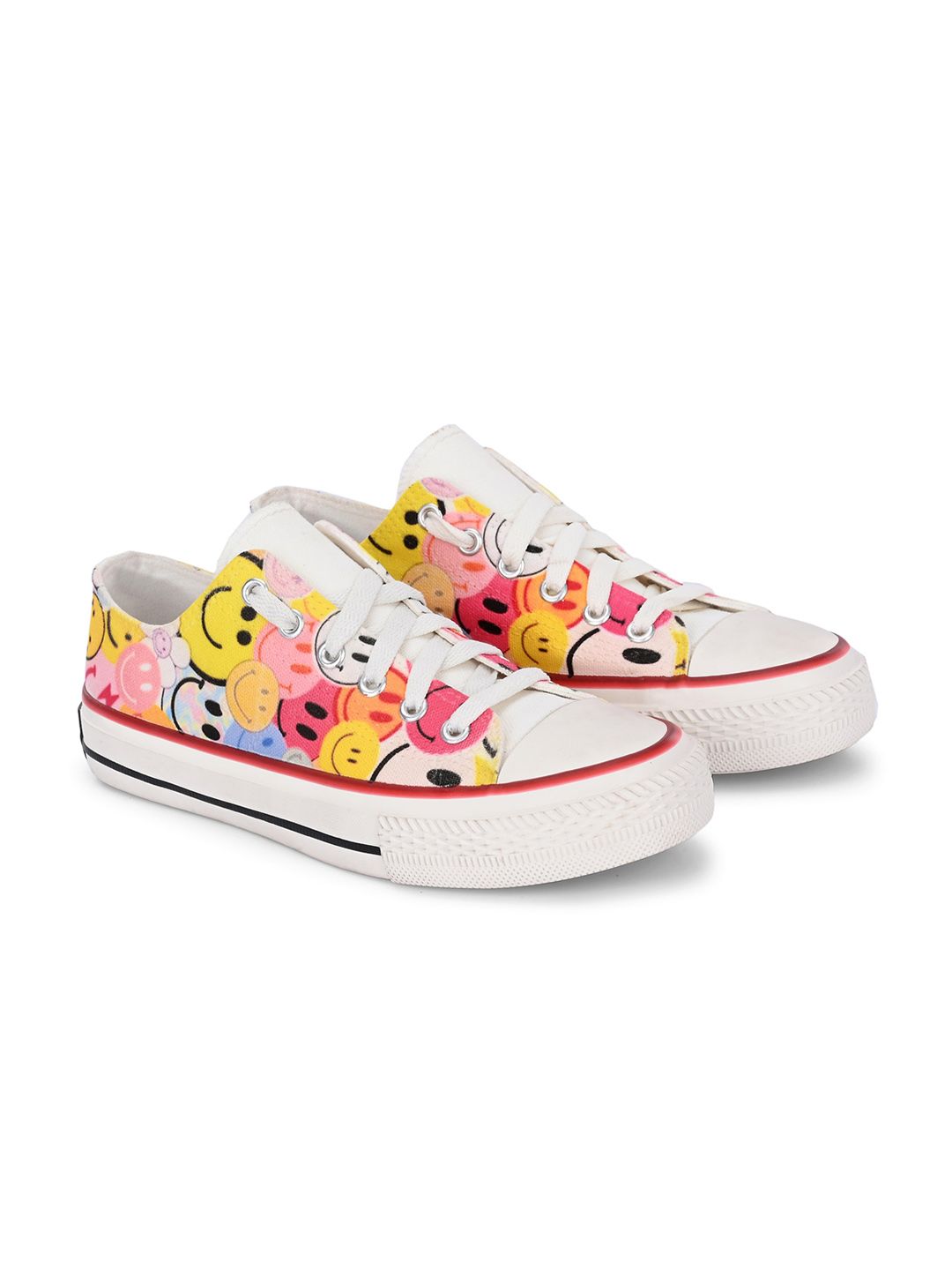 CROWCIA LONDON Men Printed Round Toe Lightweight Canvas Sneakers